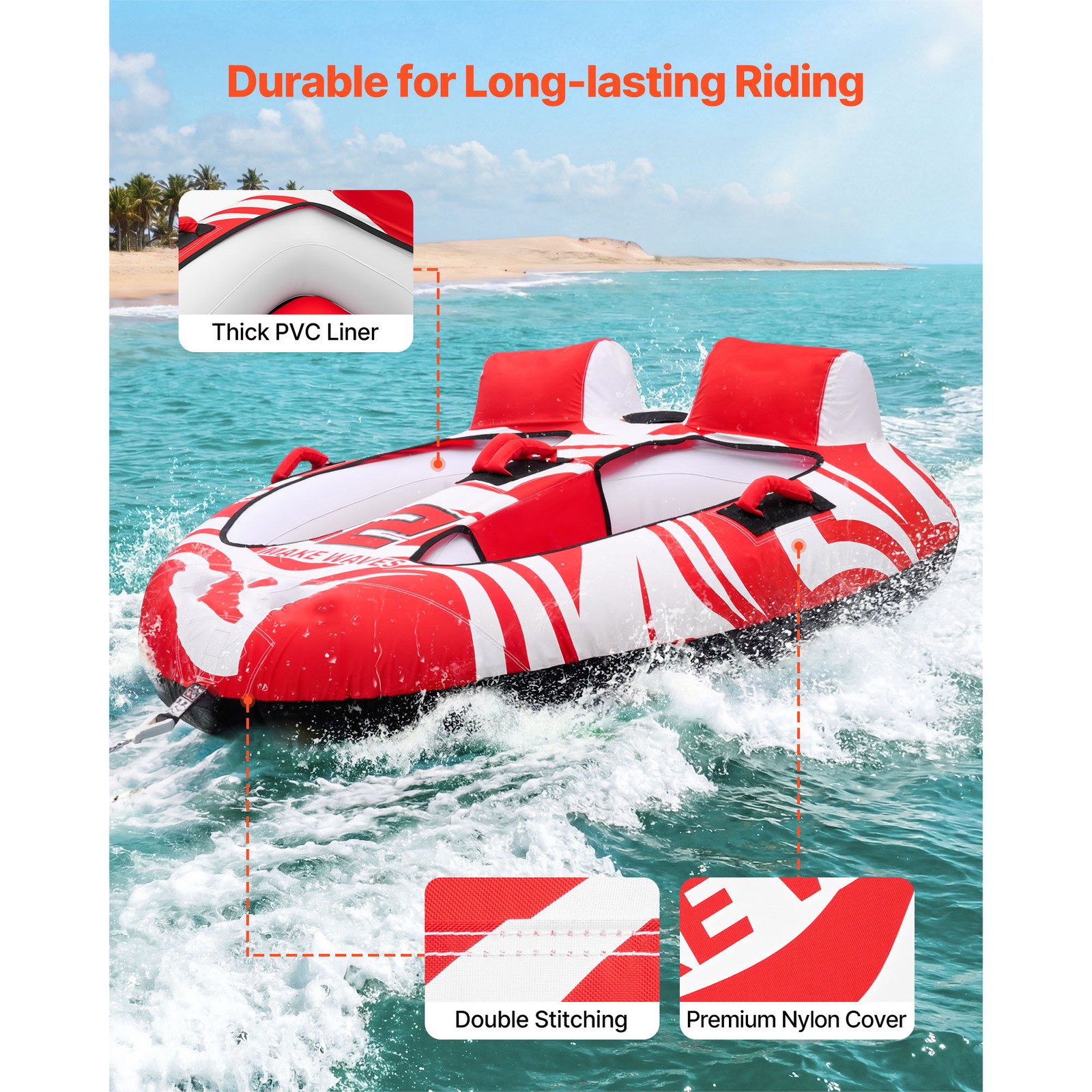 Uimoso Towable Tubes for Boating, 2-Person Inflatable Water Sports Equipment