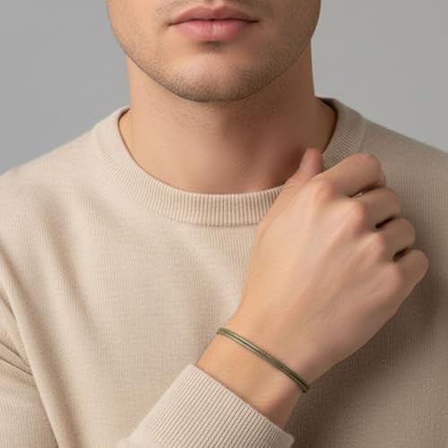 Adjustable Wax Nylon Cord Bracelet for Men Women Adult – One Size Army Green