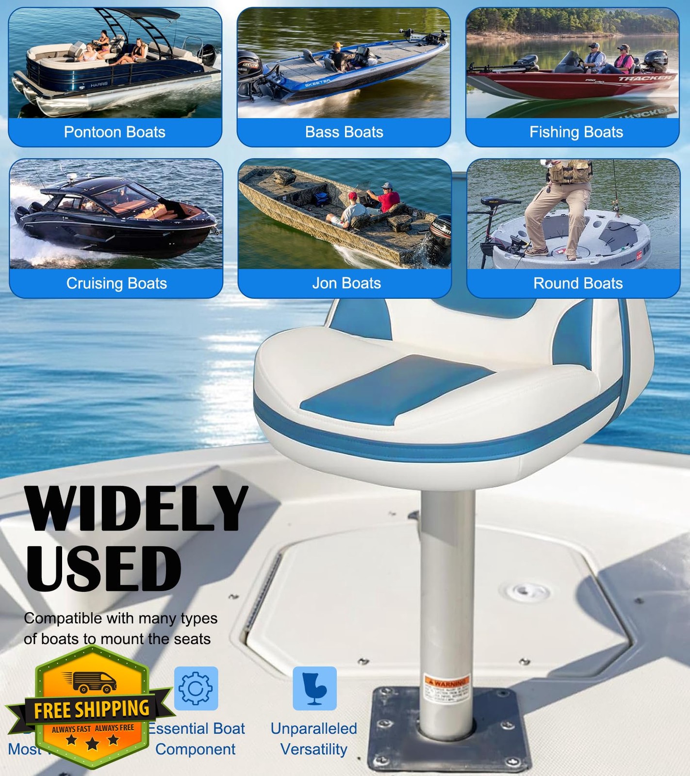 3/4″ Boat Seat Pin Post Extension Aluminum Marine Pedestal Mount