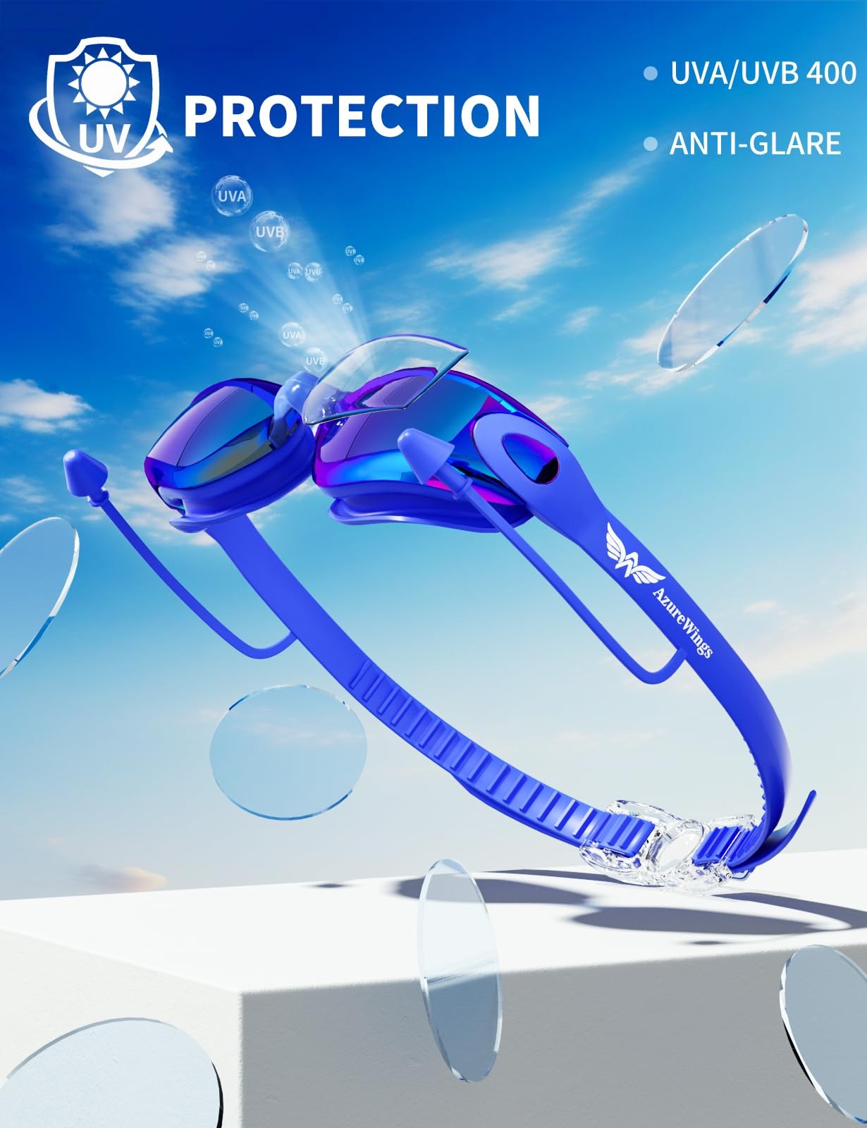 Swim Goggles and Cap Set for Men and Women, Anti-Fog, UV Protection, HD Lens