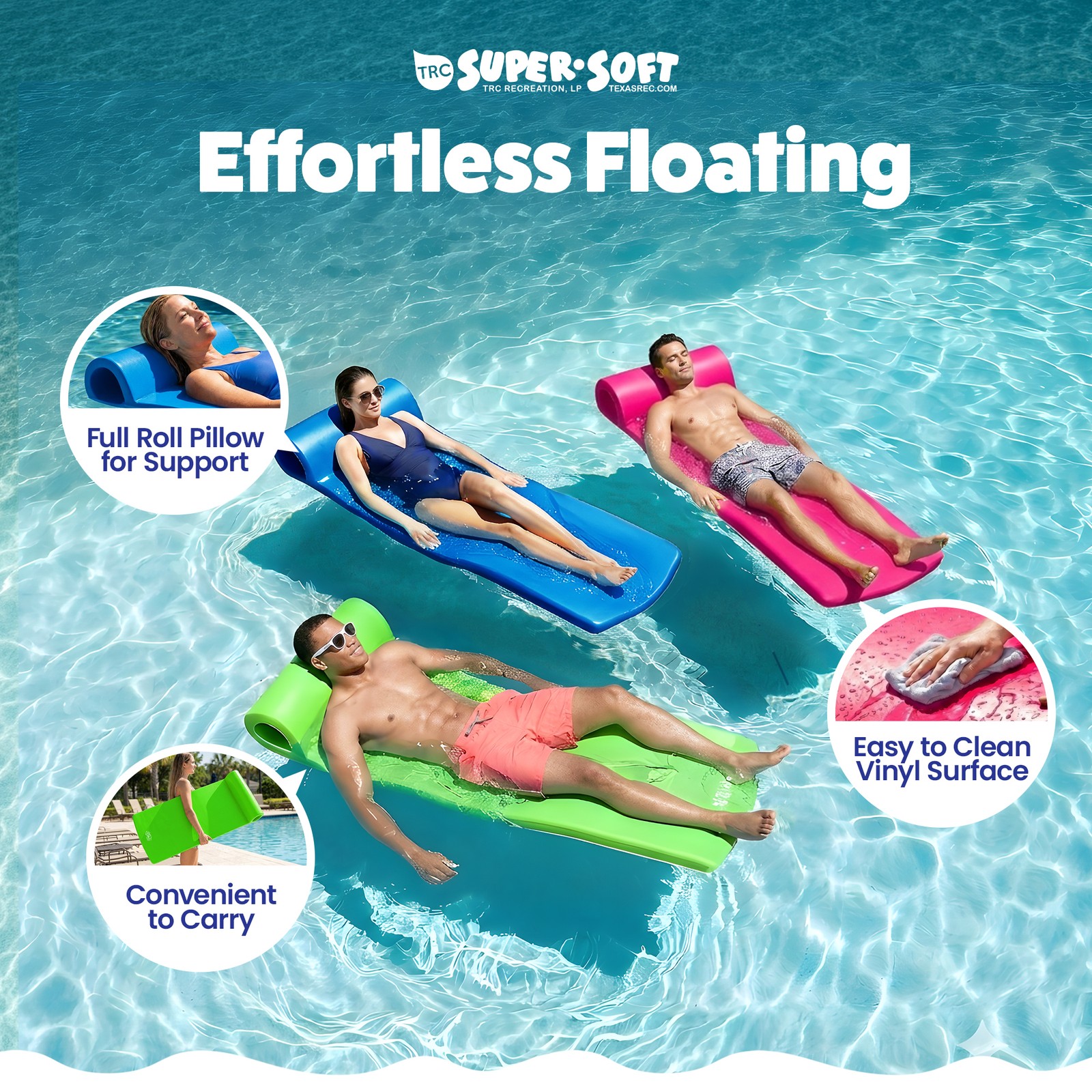 TRC Recreation Splash 70 Inch Foam Raft Lounger Pool Float Mat, Yellow (Used)