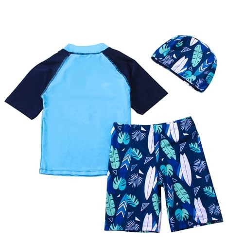 Toddler Swimsuit Boy 3 Piece Boys Swim Set Short Sleeve Boys Swim 3-4T Dinosaur