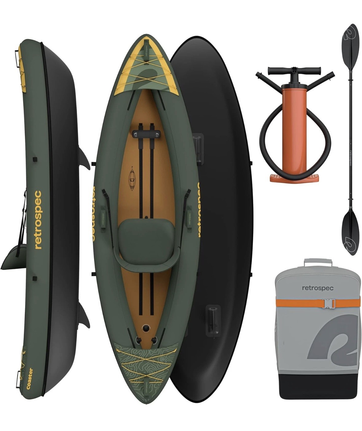 Retrospec Inflatable Kayak for Adults, 220 & 440Lb Weight Capacity, Lightweight