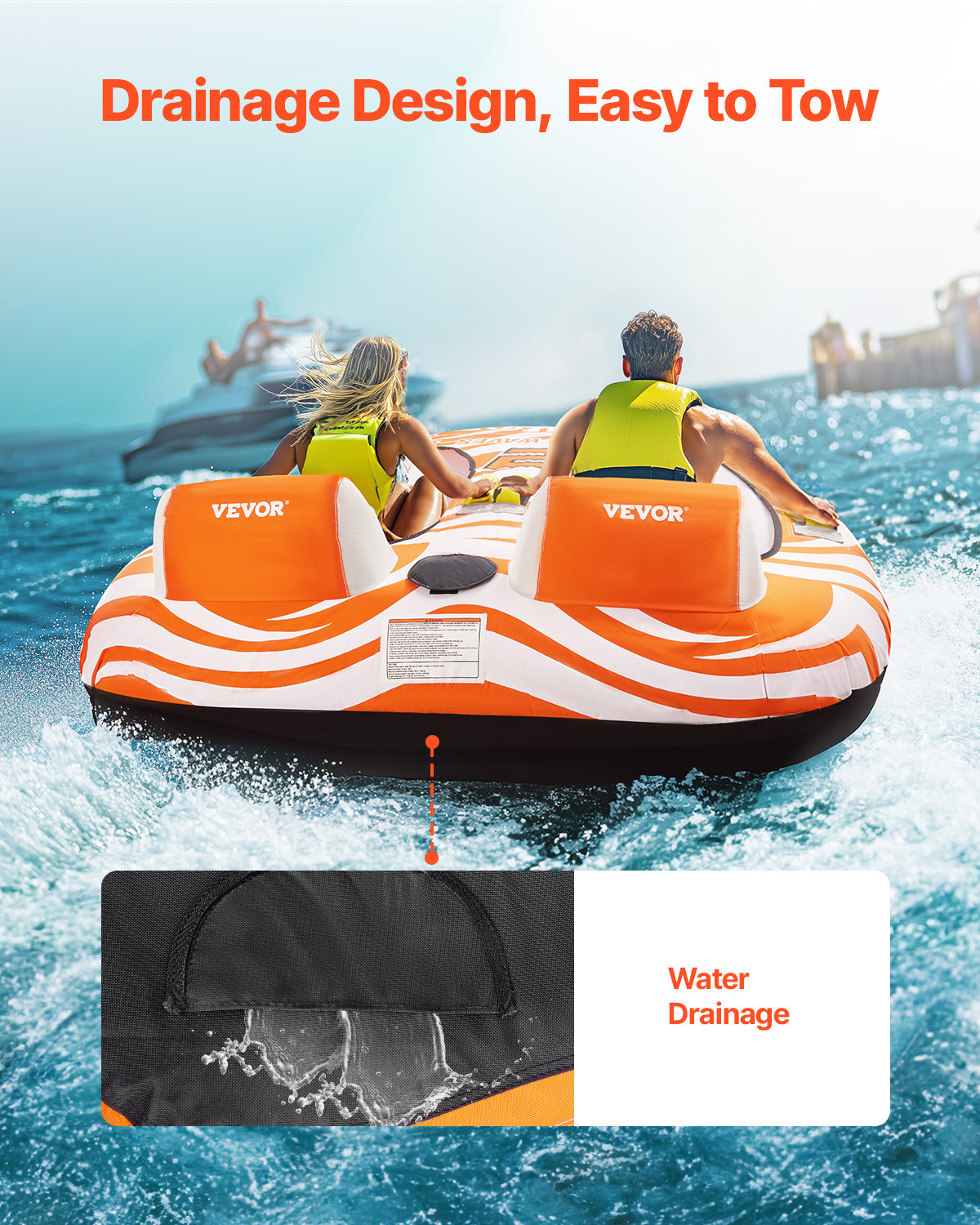 VEVOR Towable Tubes for Boating 2-Person Inflatable Boating with 2 Cockpits