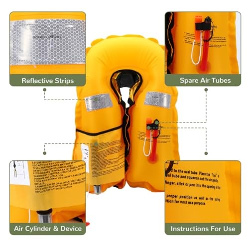 Automatic Inflatable Life Jackets for Adults Life Vests PFD Low Profile Blue