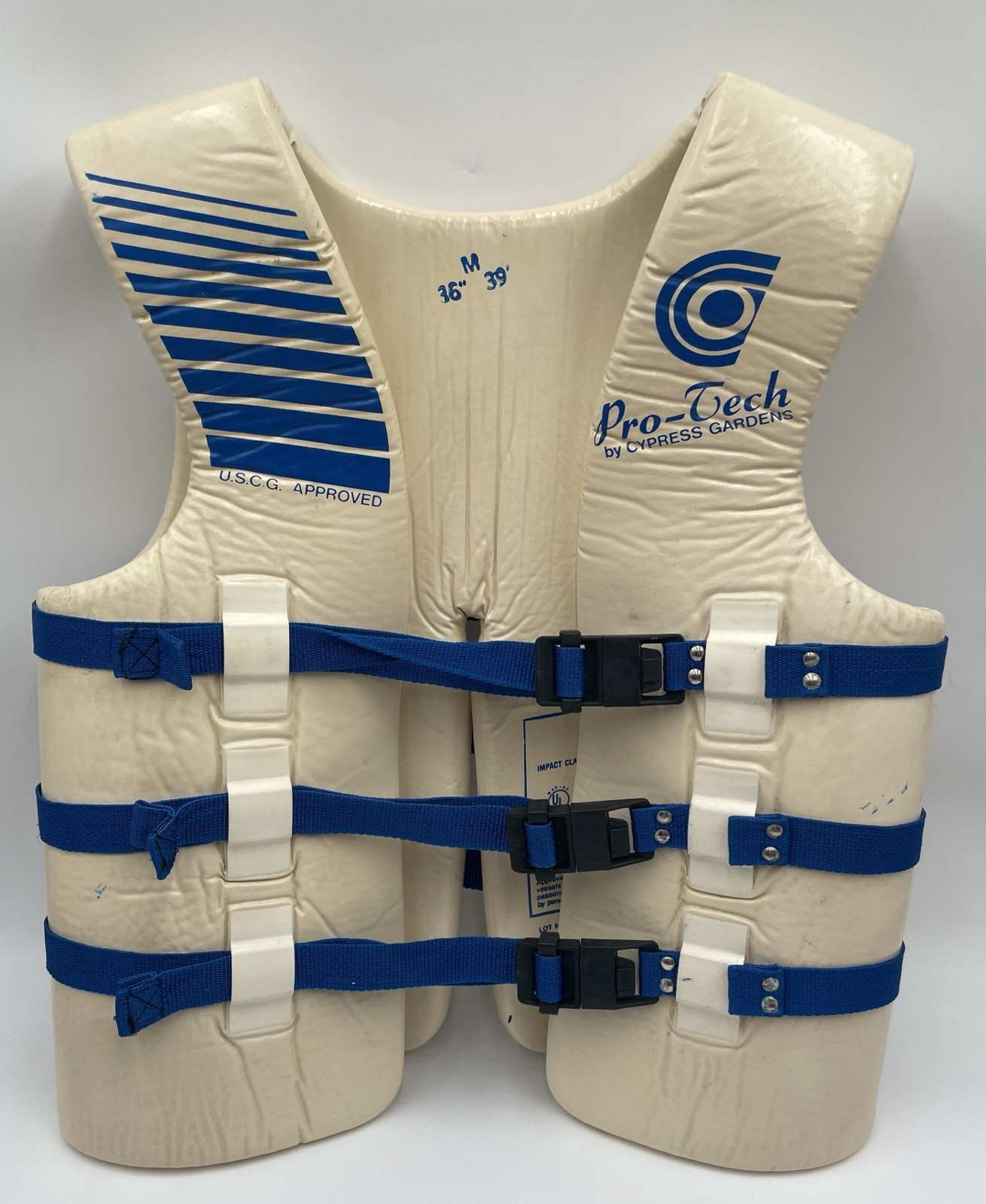 Vintage Size M 36″-39″ Pro Tech By Cypress Gardens 1979 FOAM PVC Life Vest White