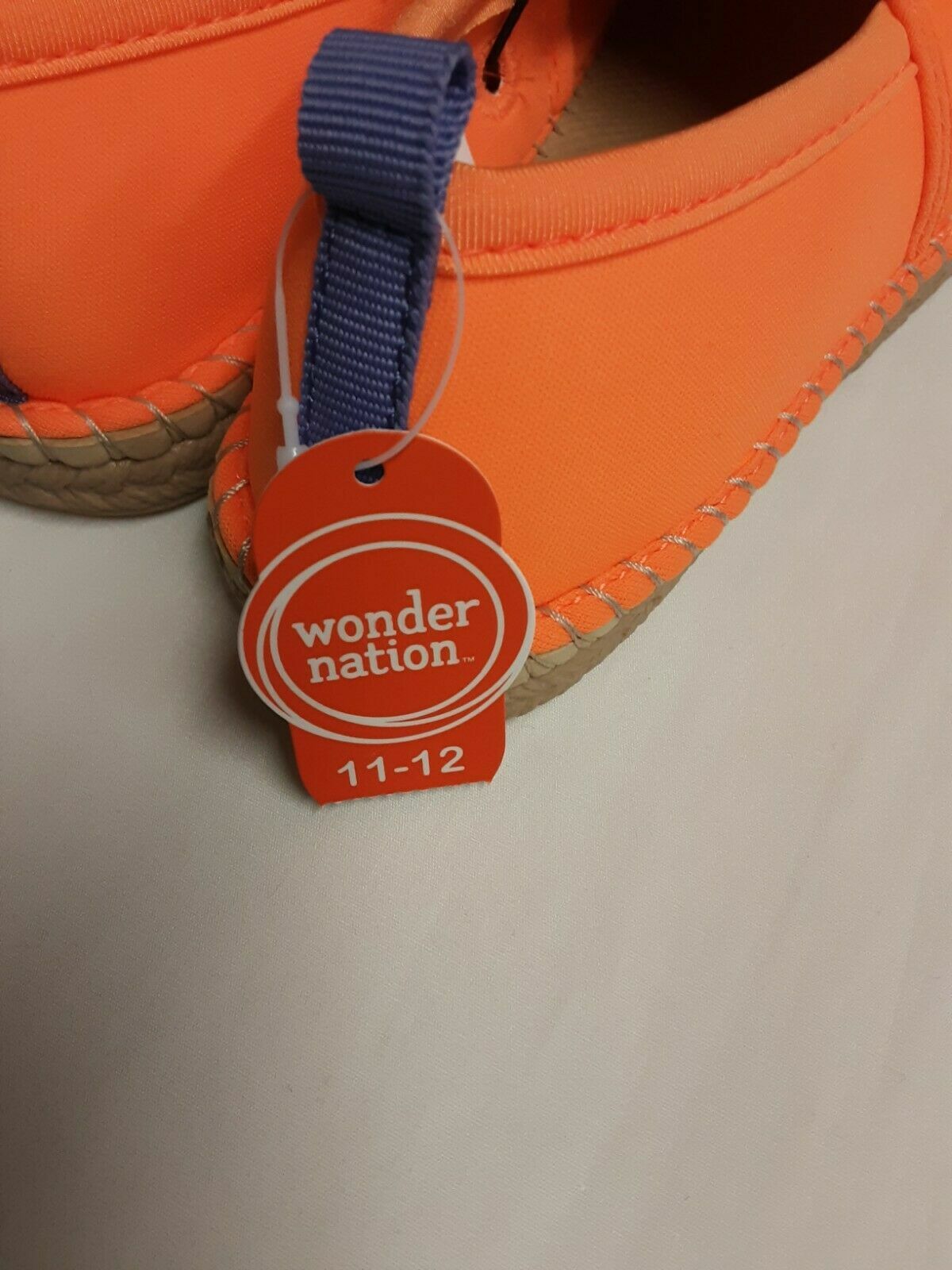 Wonder Nation Kids Water Friendly Slip-On Shoes Neon Orange & Purple Size 11-12