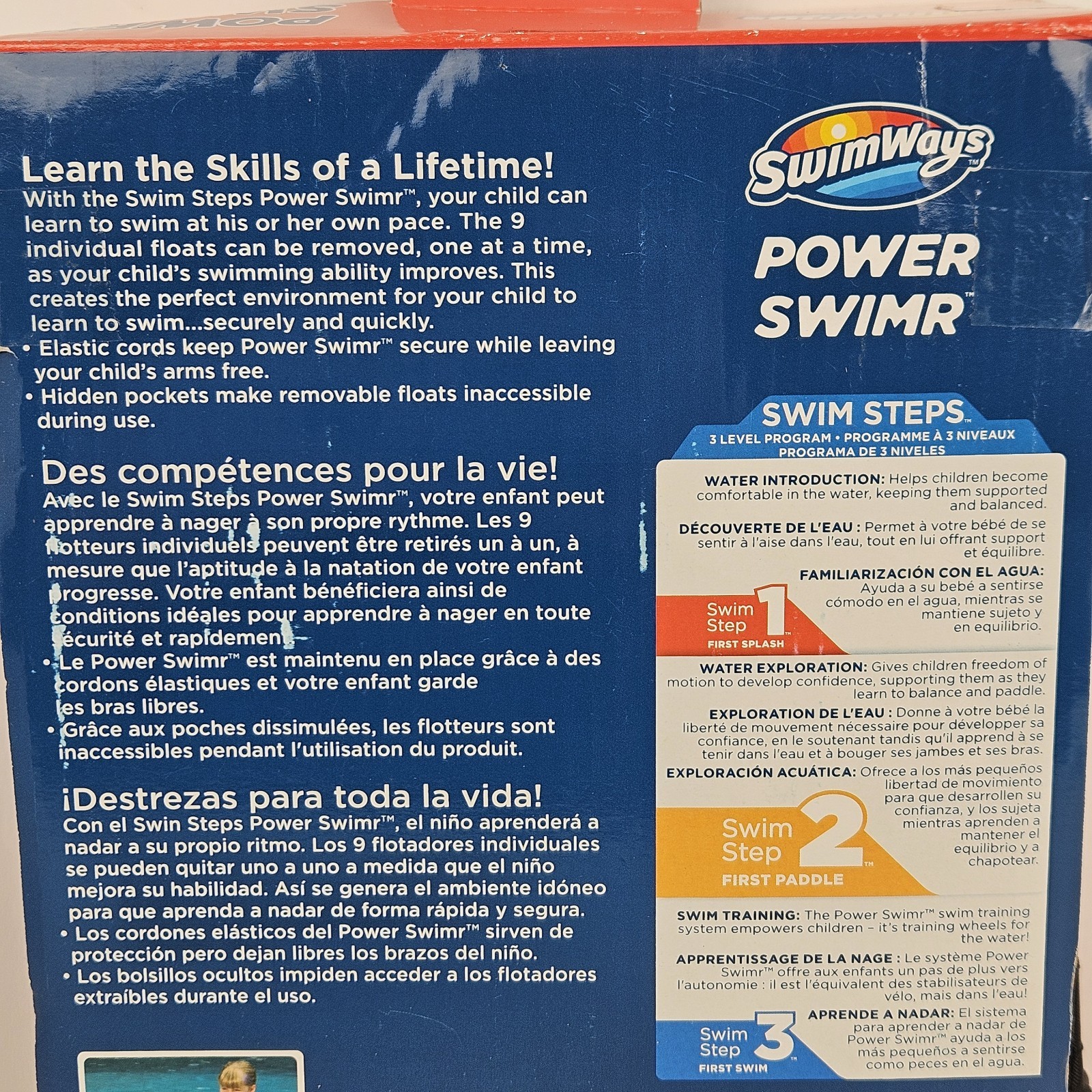 SwimWays Power Swimr Training Aid Swim Step 3 Medium 3-6 years 35-55 LB Pink New