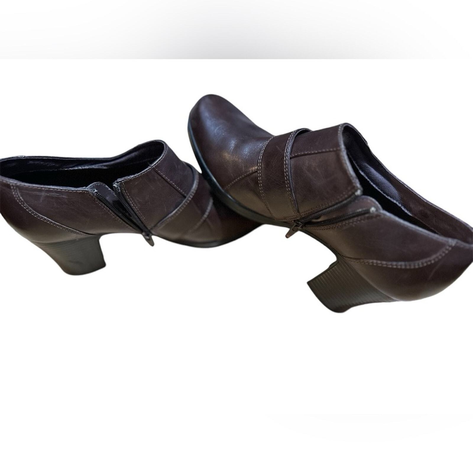 Clarks Cognac women Ankle Bootie size 10 2 1/2 “ heel