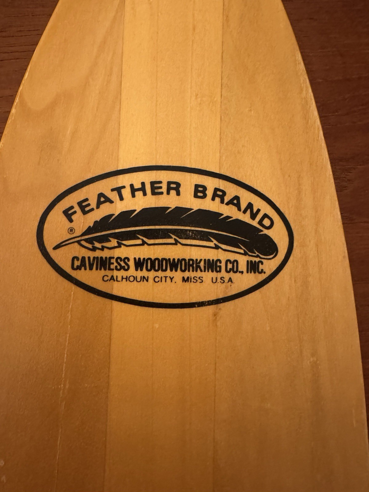 Feather Brand 29 Inch Wood Canoe Boat Oar Caviness Woodworking USA
