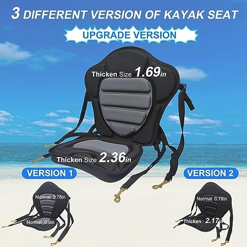 HLOGREE Kayak Seat Cushion Thickened Padded Back Support 2 Pack