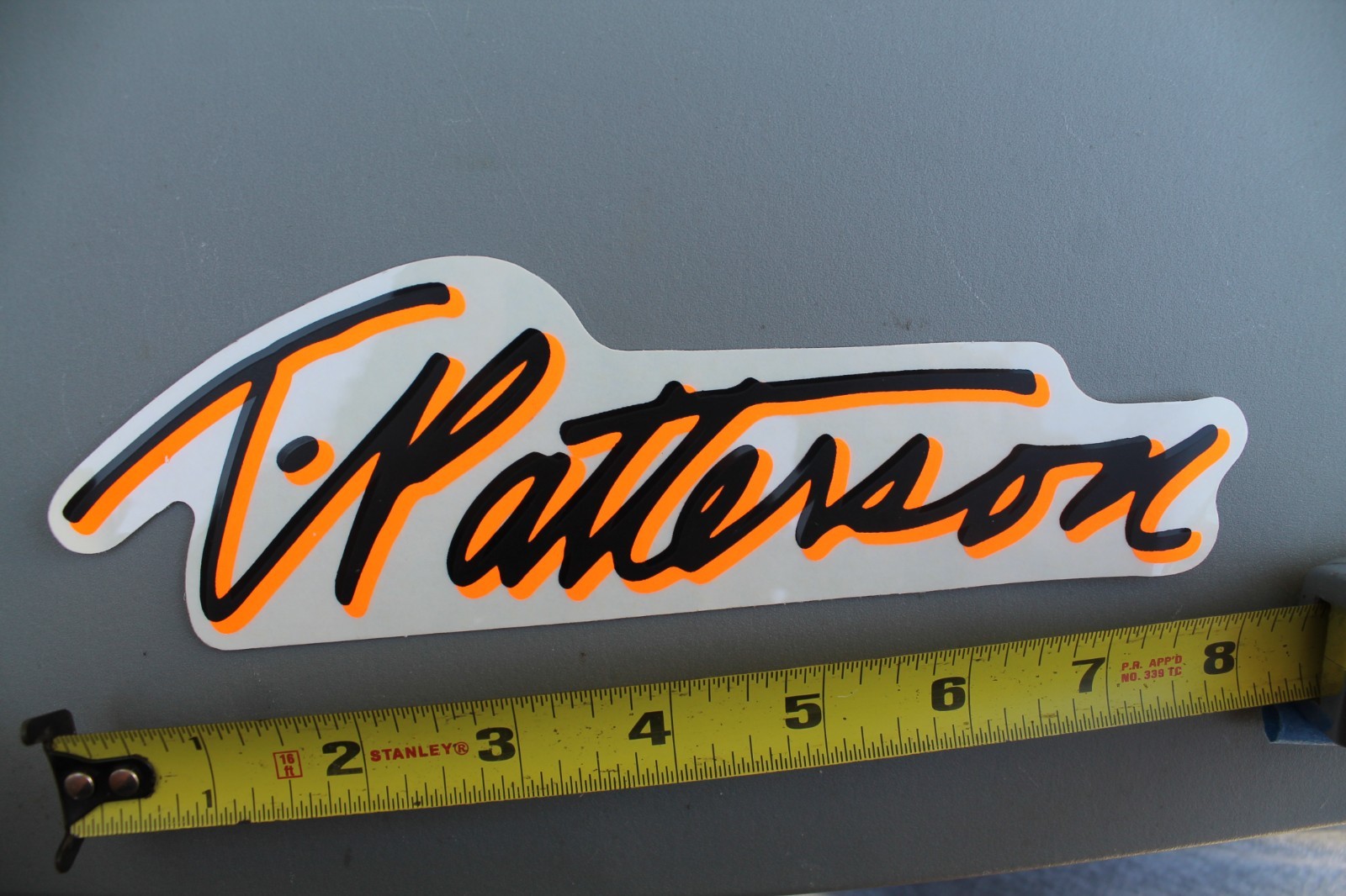 T Patterson Surfboards Clear Neon Orange Black Surf V72B Vintage Surfing STICKER