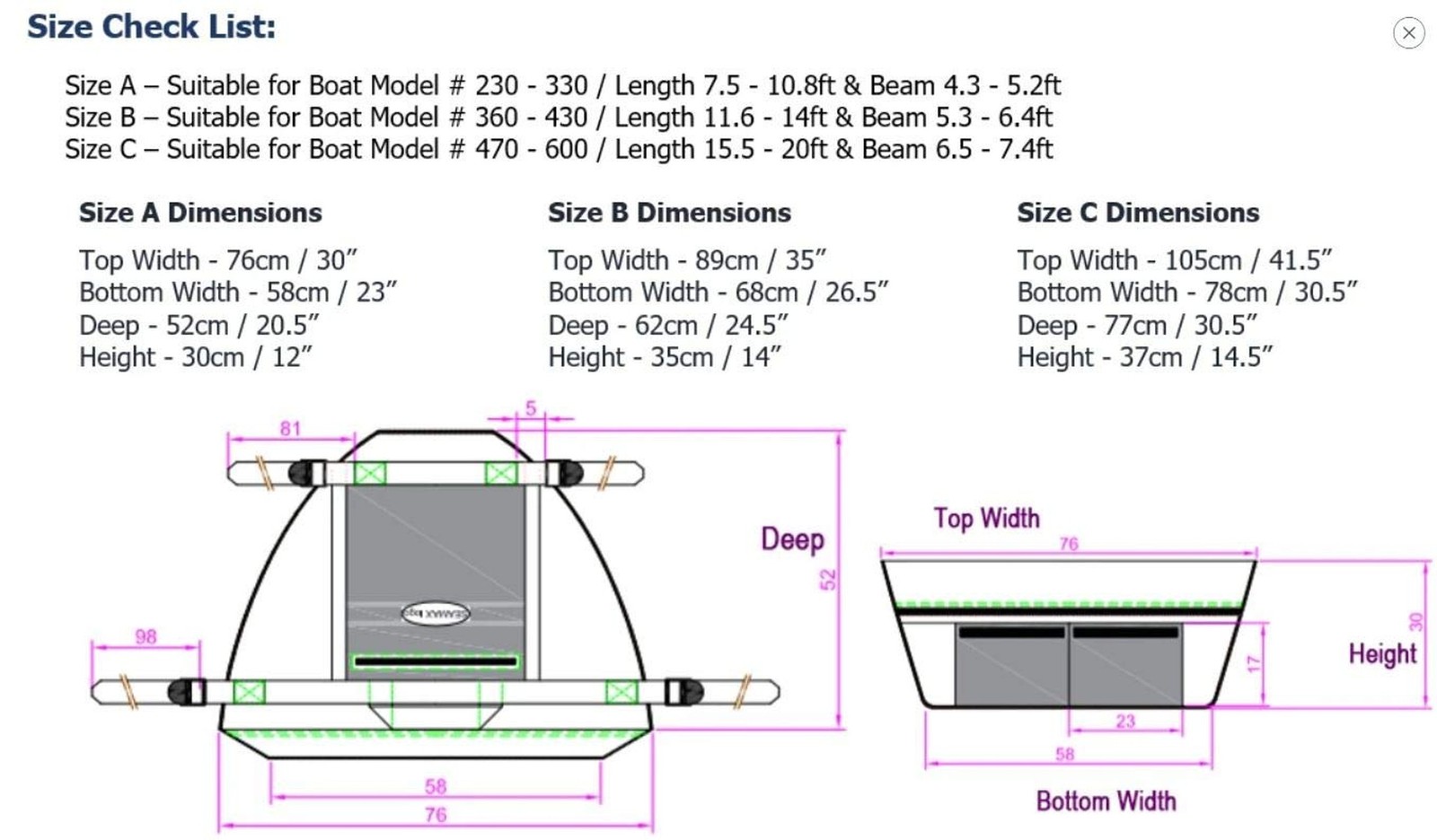 Seamax Sunlitec Front Accessory Storage Bow Bag for Inflatable Boat, with Ref…