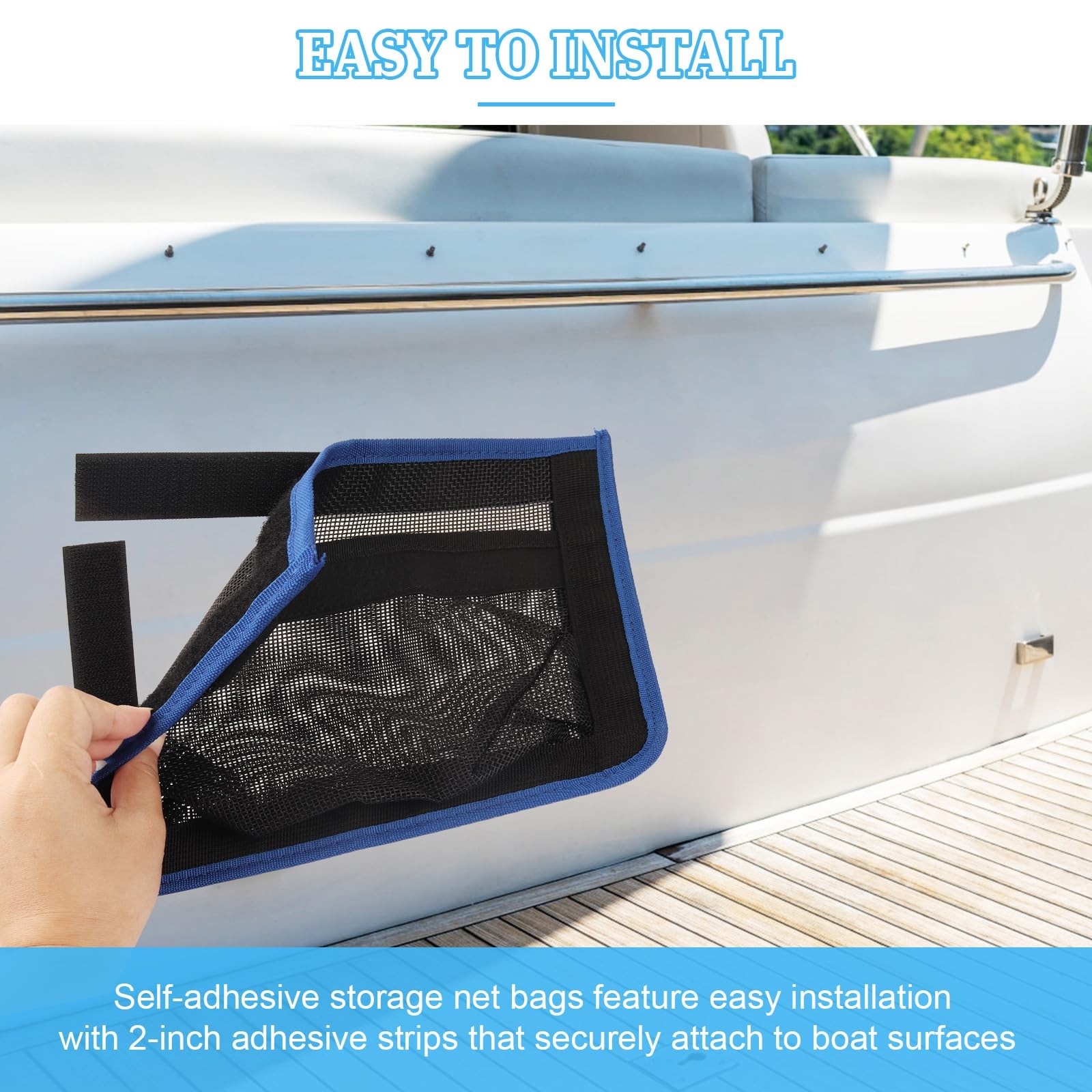 10″x7″ Self-Adhesive Storage Mesh Bags, Boat Storage Organizer Mesh Bag with …
