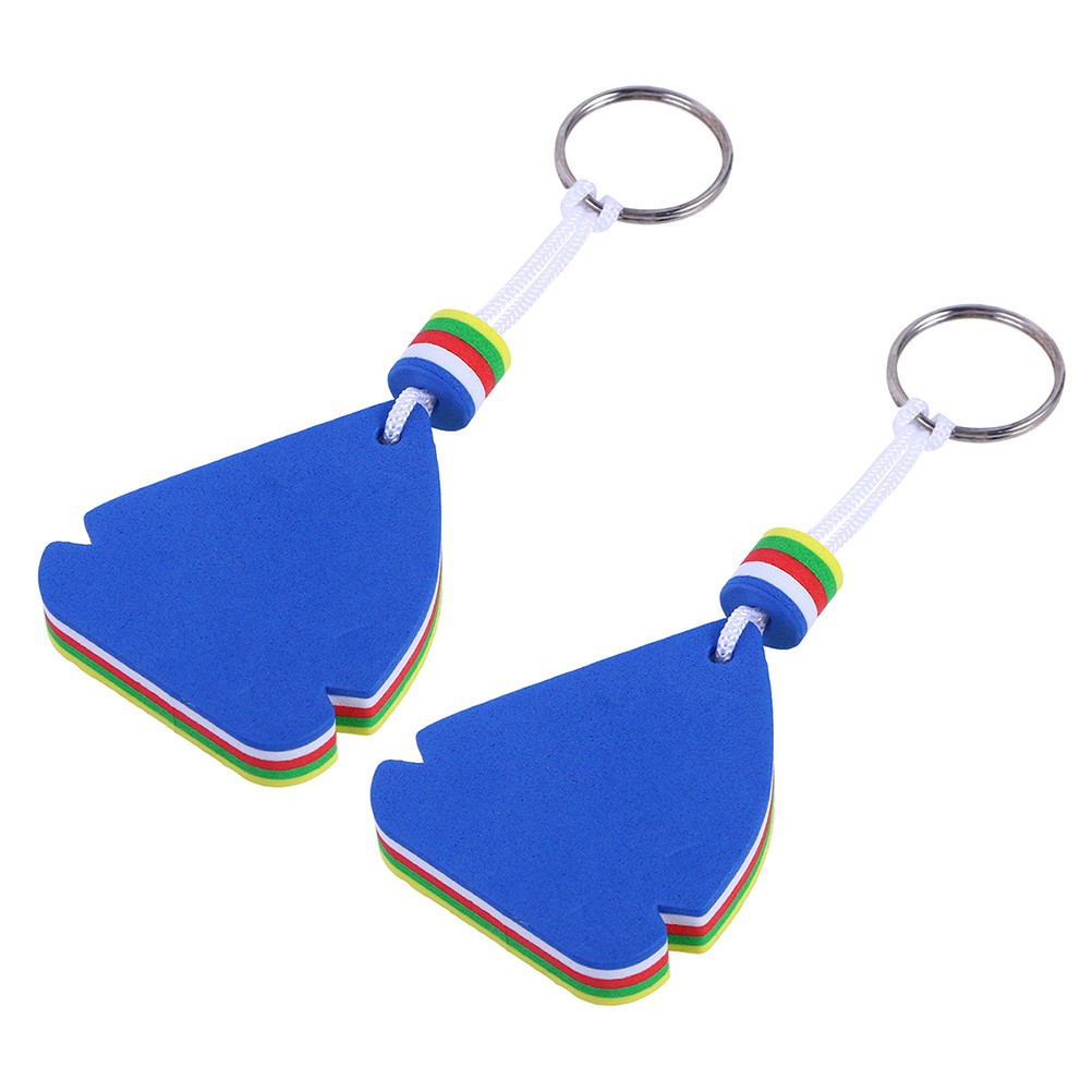 2Pcs Eva Floating Durable Key Ring Blue for Canoeing Fishing and Sailing