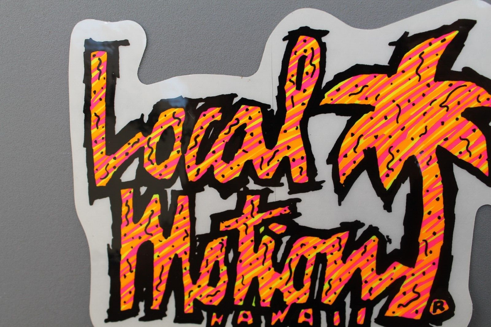 LOCAL MOTION Hawaii Clear Neon Aloha Orange OG LM2 80’s Vintage Surfing STICKER