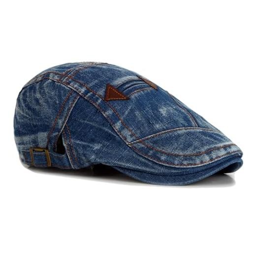 Denim Newsboy Hats for Men Women, Flat Ivy Gatsby Cabbie Driving Medium Blue