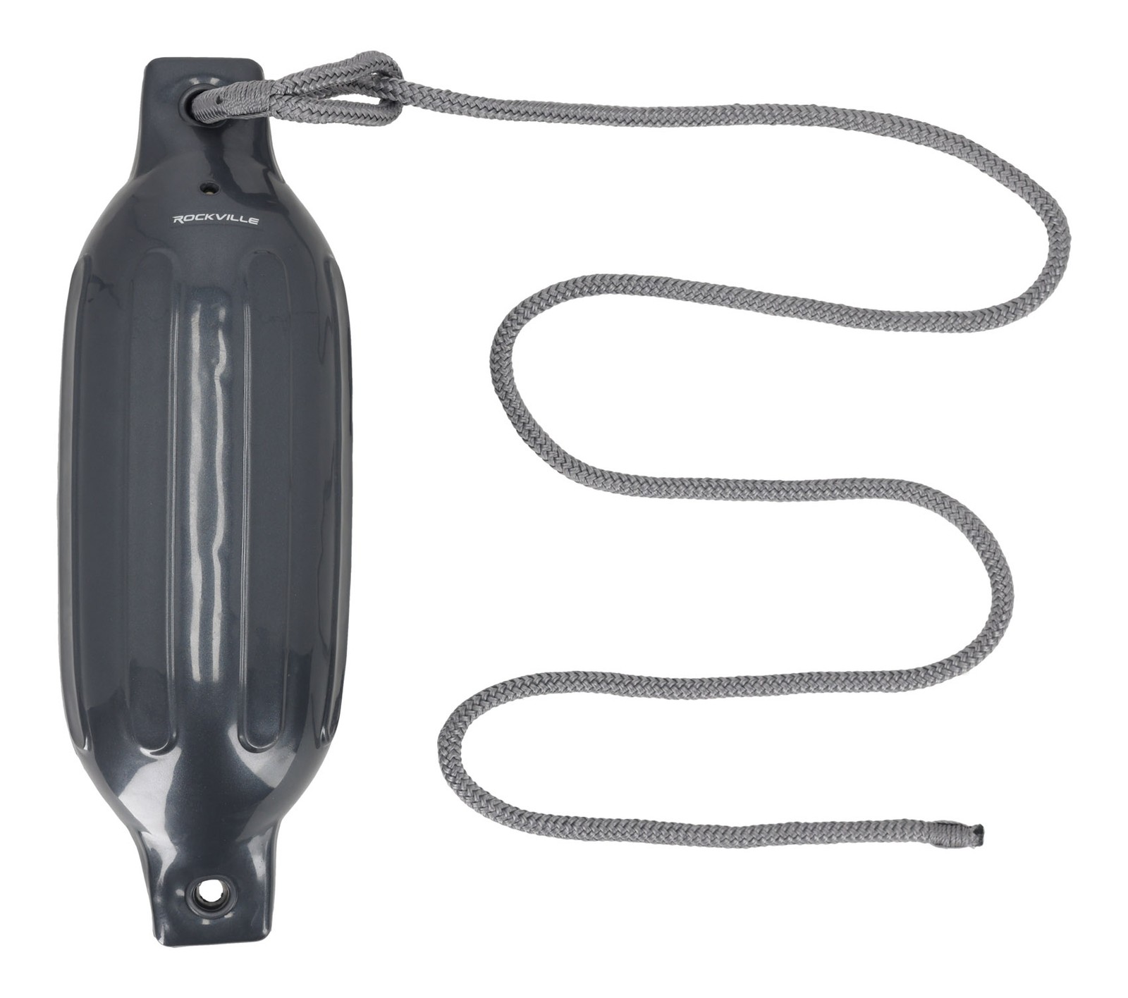 Rockville FEN245-GREY Boat Fender Package 2 Bumpers 4.5″x16″, 2 Lines + Pump