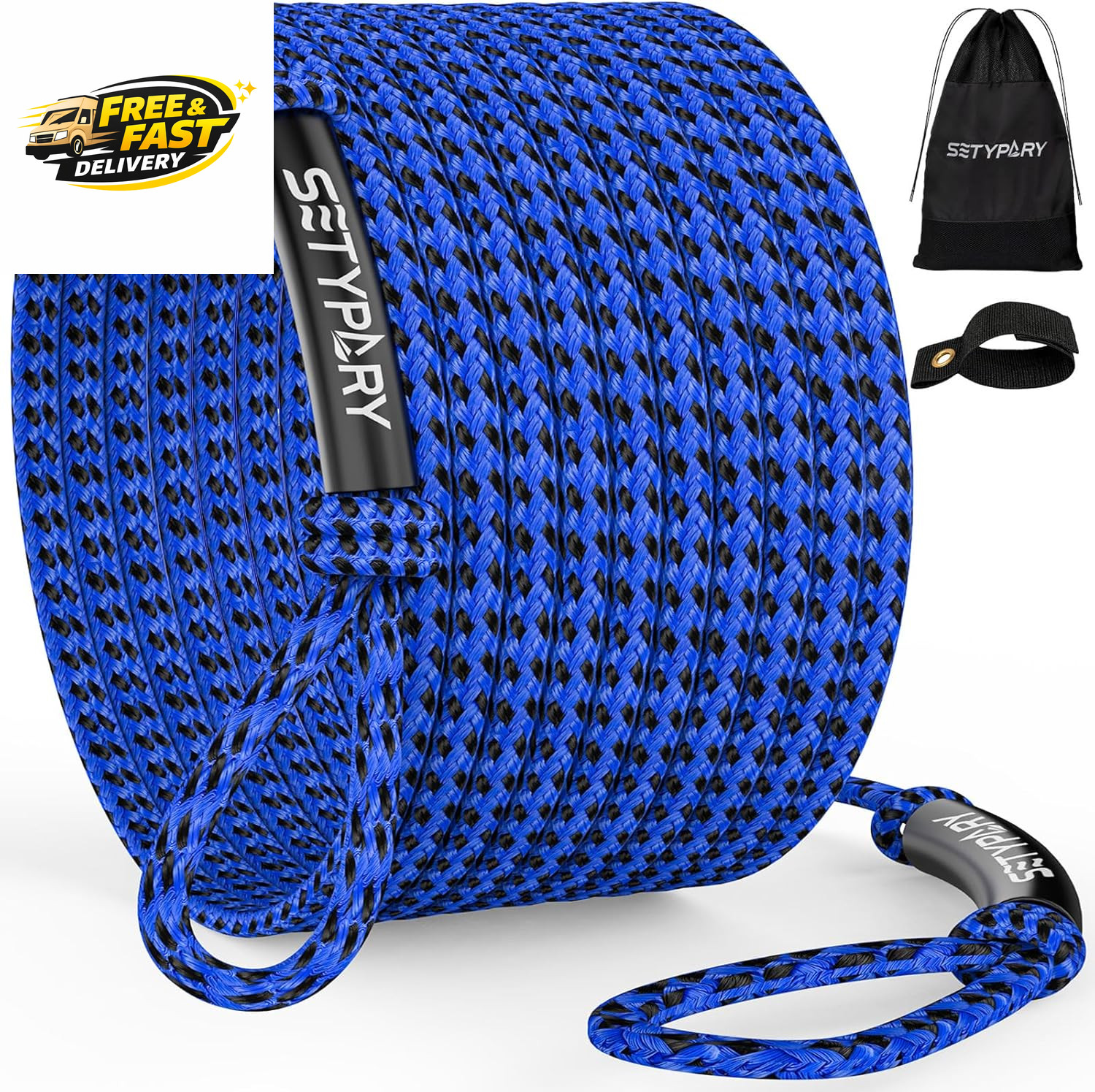 4-6K 60FT Boat Tow Rope for Tubing, Fits 1-4 Person Towable Tubes Boating, Heavy