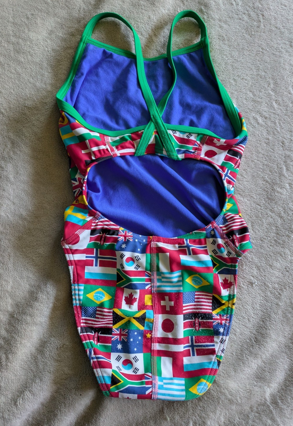 SPORTI International Flags One Piece Swimsuit Girls Youth 26 Swim Suit Red Green