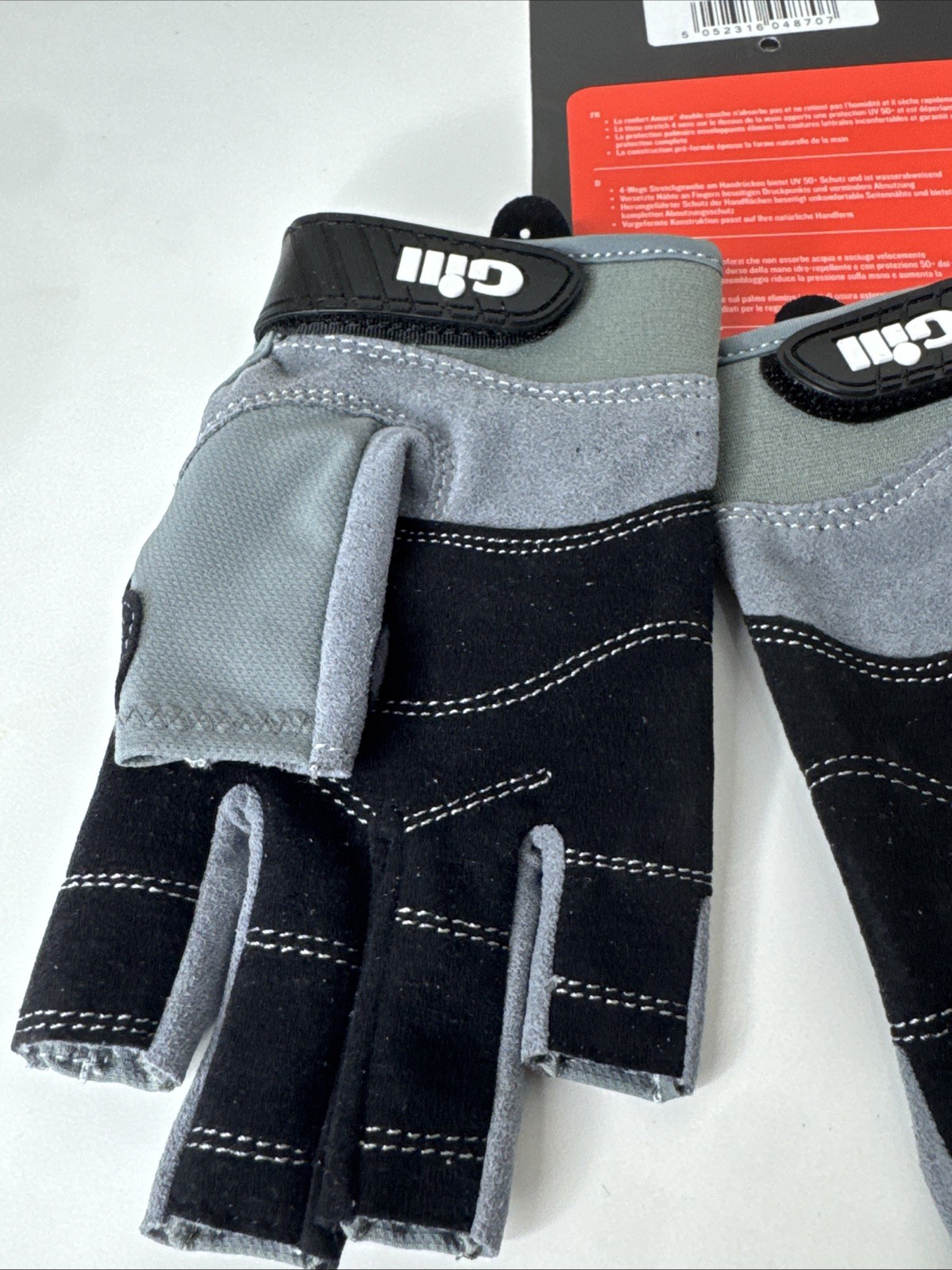 New Gill Junior Deckhand Sailing Gloves Short Finger Black Gray #7042J Childrens