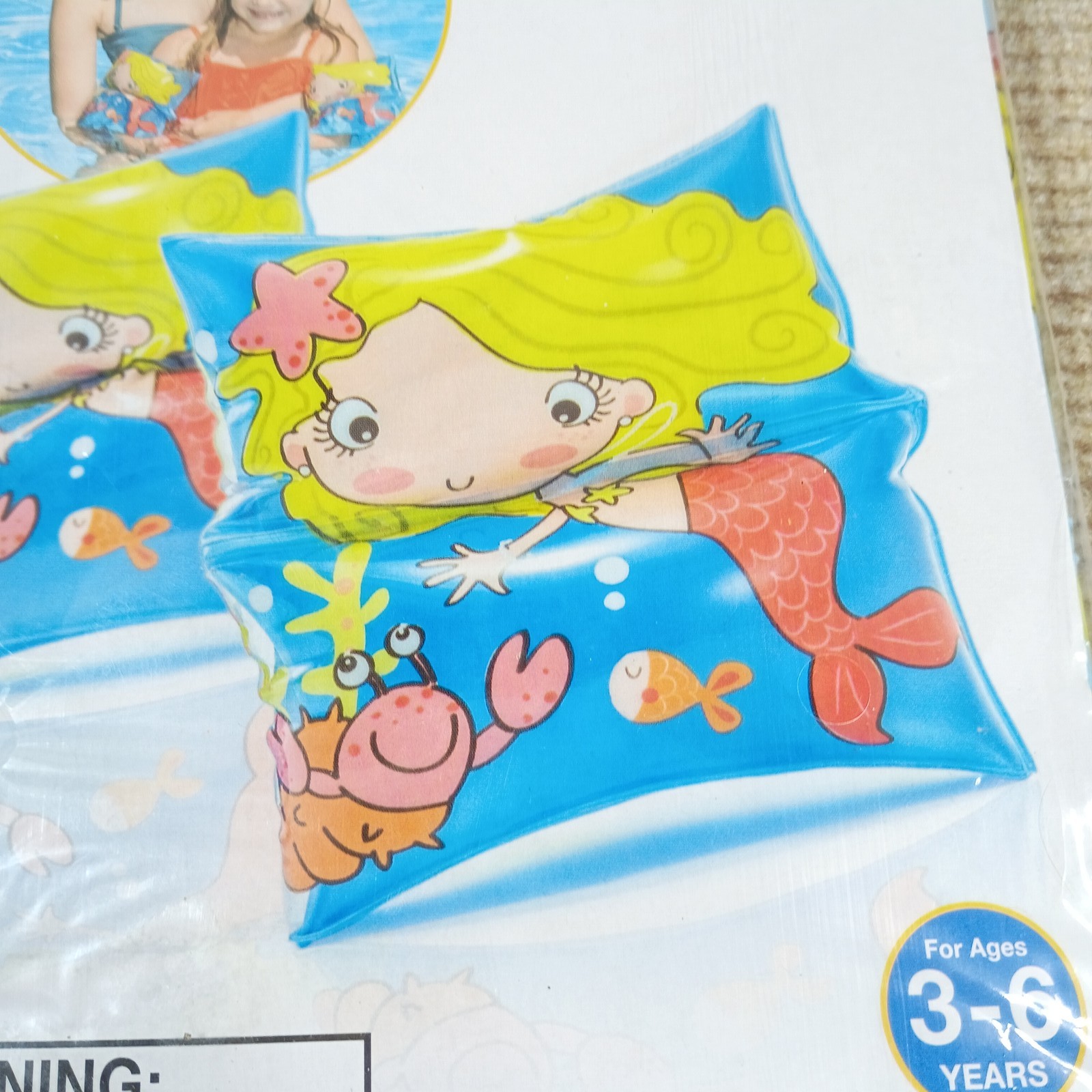Intex Mermaid Arm Bands Inflatable Pool Floats For Ages 3-6 Years One Pair New