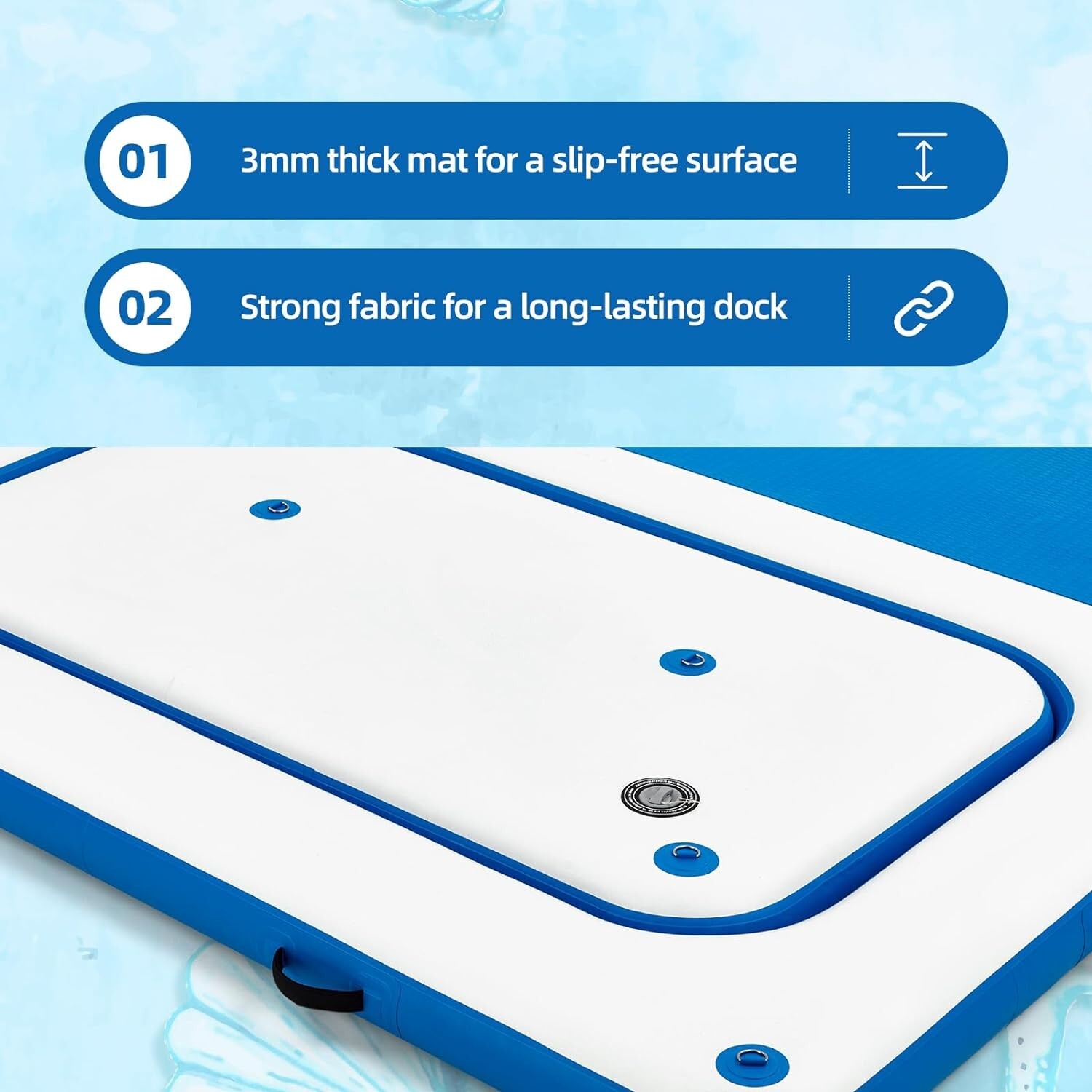 10’x8′ Inflatable Dock: Electric Pump for 1-Min Inflate/Deflate, 10-Person Fit