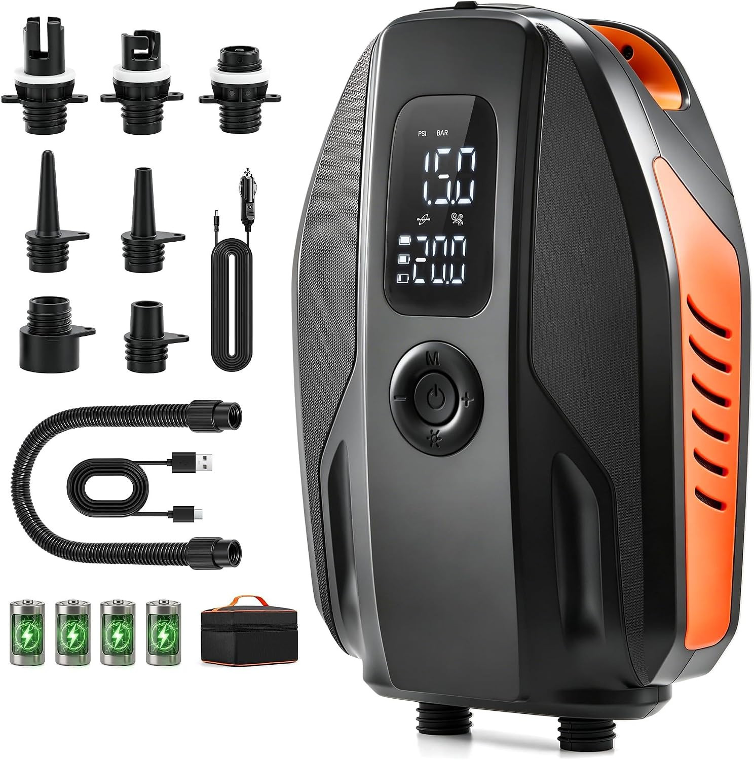 Paddle Board Electric Pump,18000Mah Rechargeable 20PSI Sup Pump, Intelligent Dua