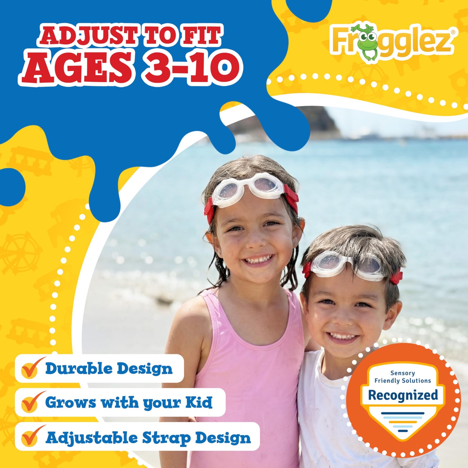 Frogglez Kids Swimming Goggles – Children Ages 3-10, Red Daniel Tiger