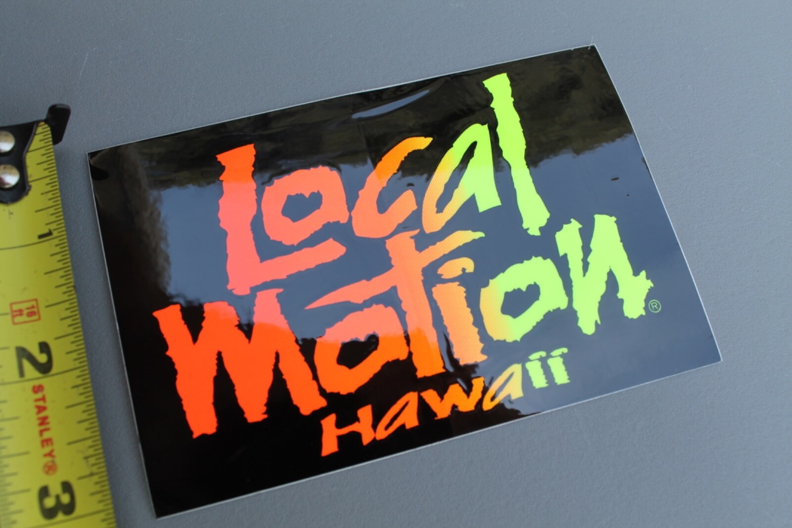 LOCAL MOTION Hawaii Surfboards Neon Orange Fade 80’s LM1 Vintage Surfing STICKER