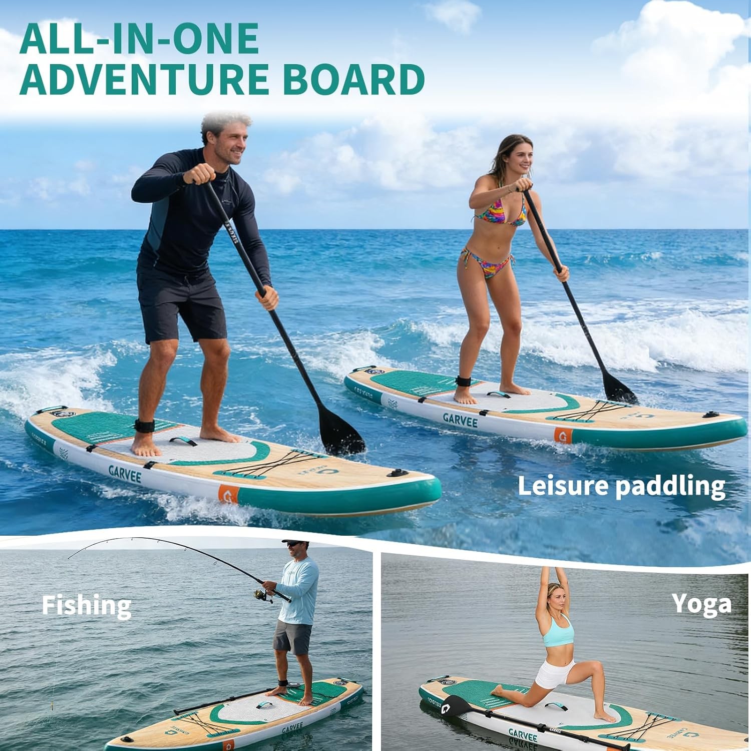 Lightweight PVC 11ft Inflatable Stand Up Paddle Board 300LBS Rise Paddle Board
