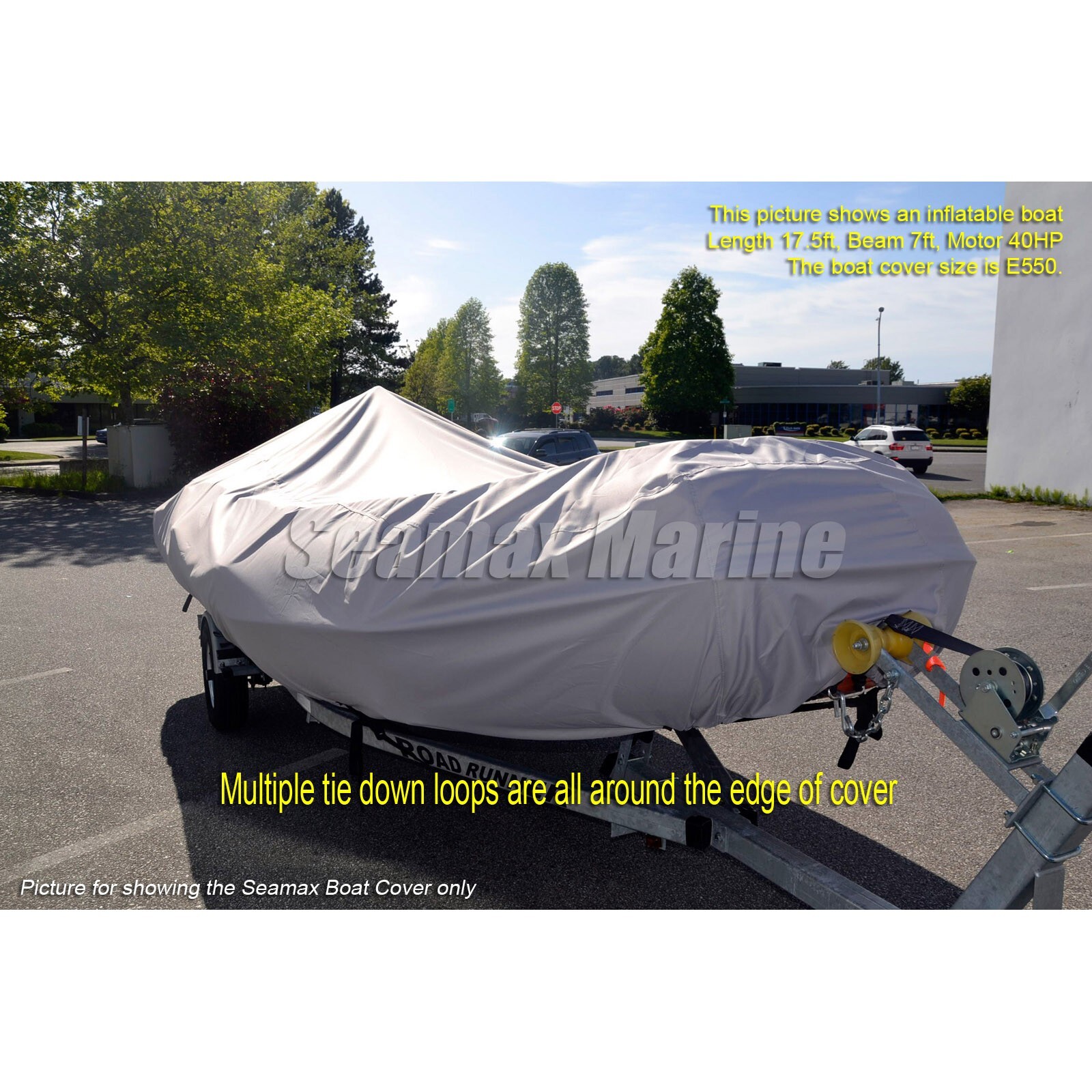 Seamax Inflatable Boat Cover, E Series for Beam 6.6-7.4ft, Length 15-20ft