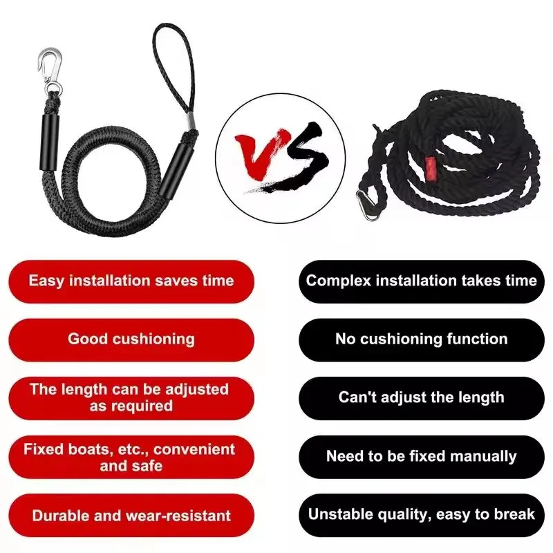 Boat Bungee Dock Lines Cords Docking Rope for Kayak Watercraft SeaDoo Jet Ski Po