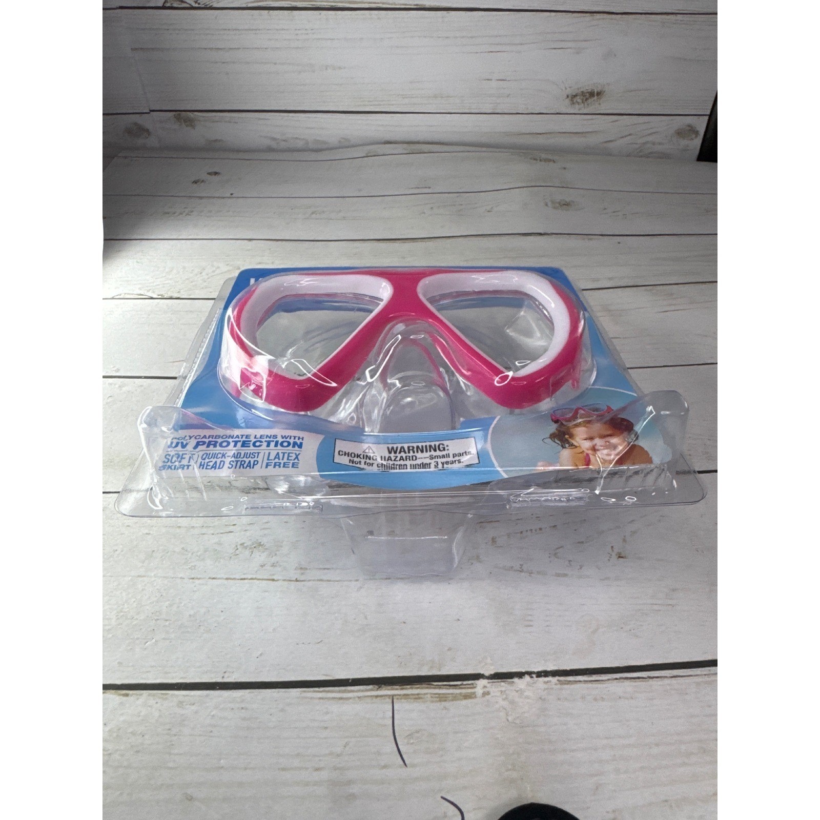 Kids Swim Goggles Pink White Anti-Fog UV Protection Age 4+ New Sealed