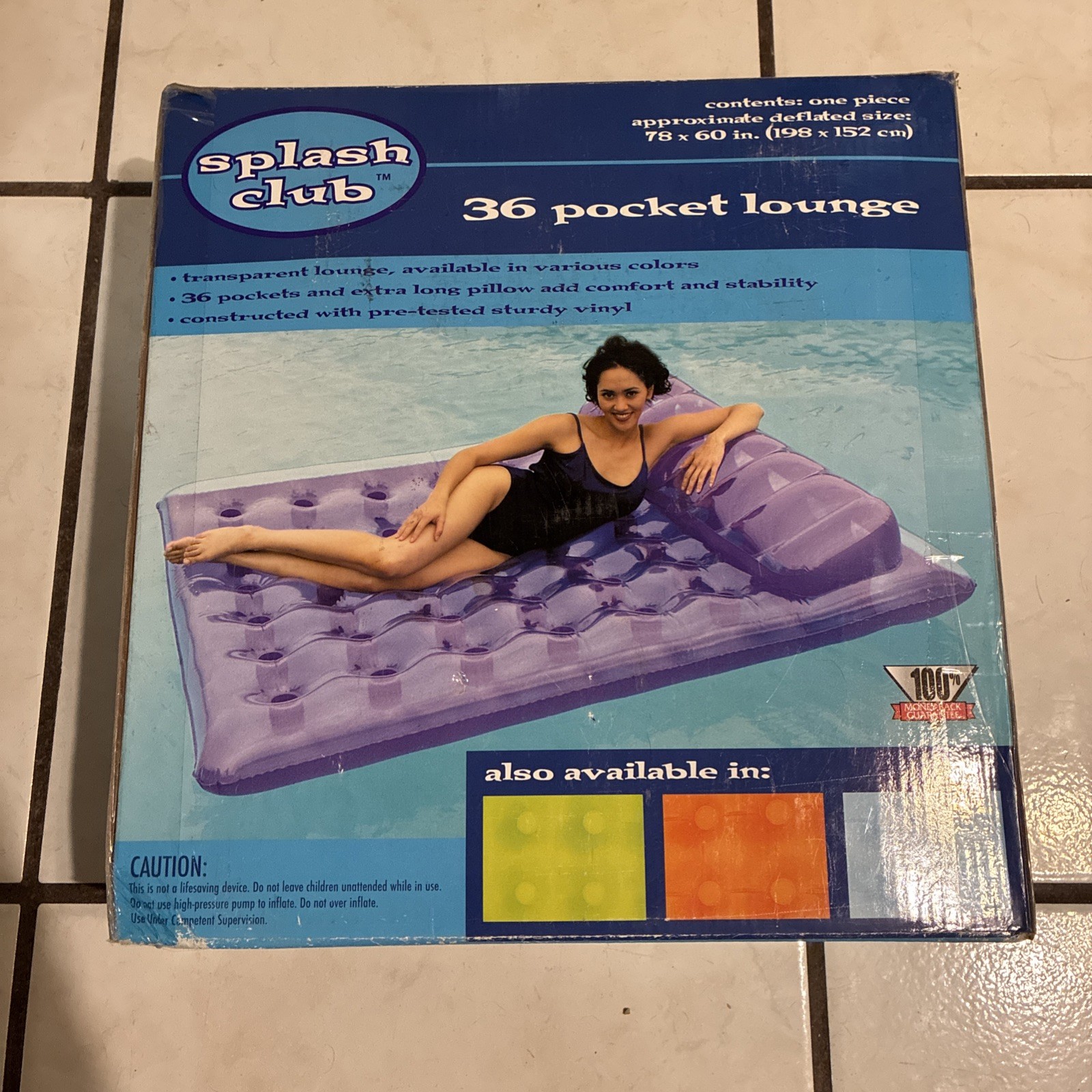 Vtg. K MART SPLASH CLUB Suntanner Lounge 78″x 60” Pool Float NIB Purple
