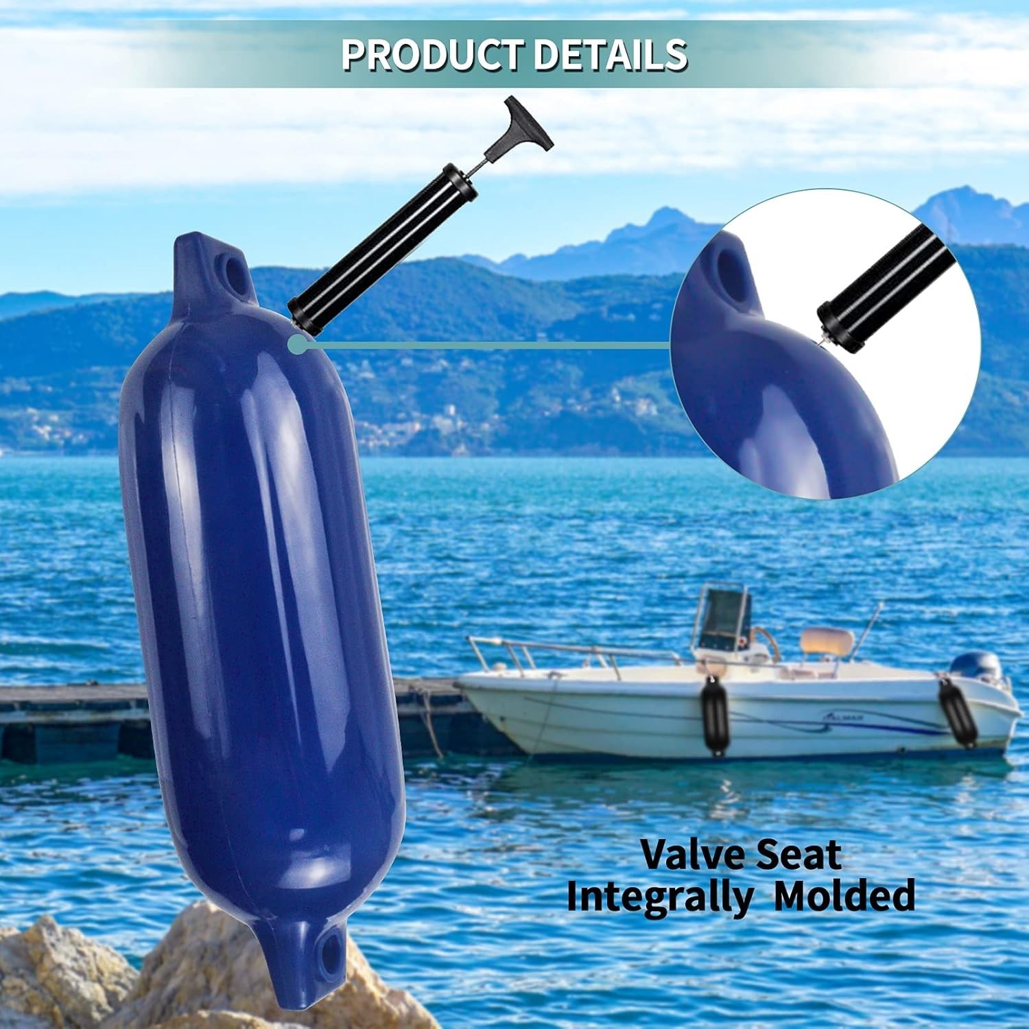 Boat Fenders 4Pack 4.5″/5.5.”/6.5″/8.5″ Inflatable Ribbed Marine Boat Fender …