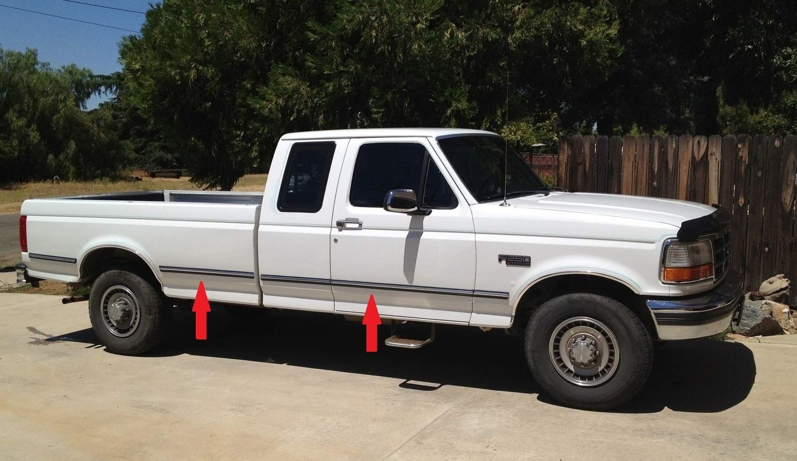 1992-1996 Ford Black Chrome Side Body Trim Molding Rocker Panel Pickup Truck …