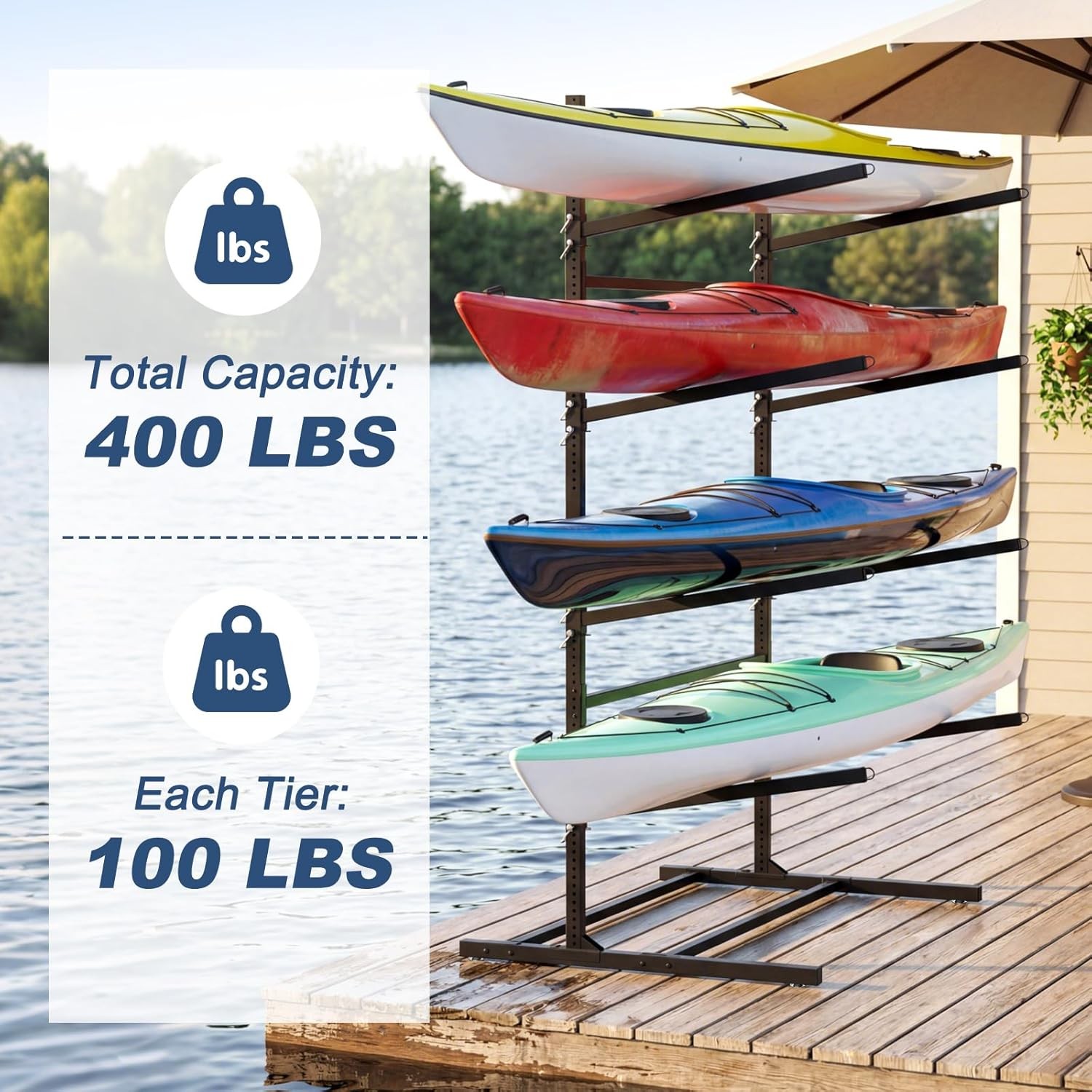 NAIZEA Kayak Storage Rack Freestanding Wall Mount 2 & 4 Tier Kayak Holder Stand
