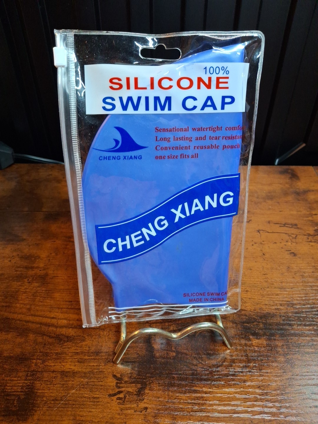 NIP 100% Silicone Swimming Cap One Size fit all Color Royal Blue Cheng Xiang