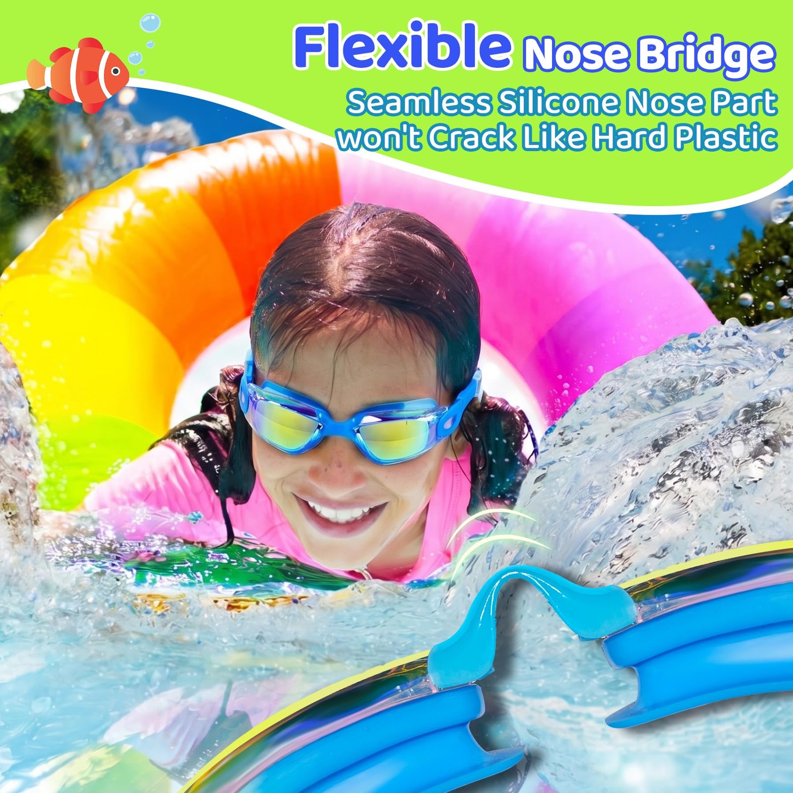Swimming Goggles for 3-15 years-2 Pack, Goggles Anti-Fog/UV No Leaking Swim G…