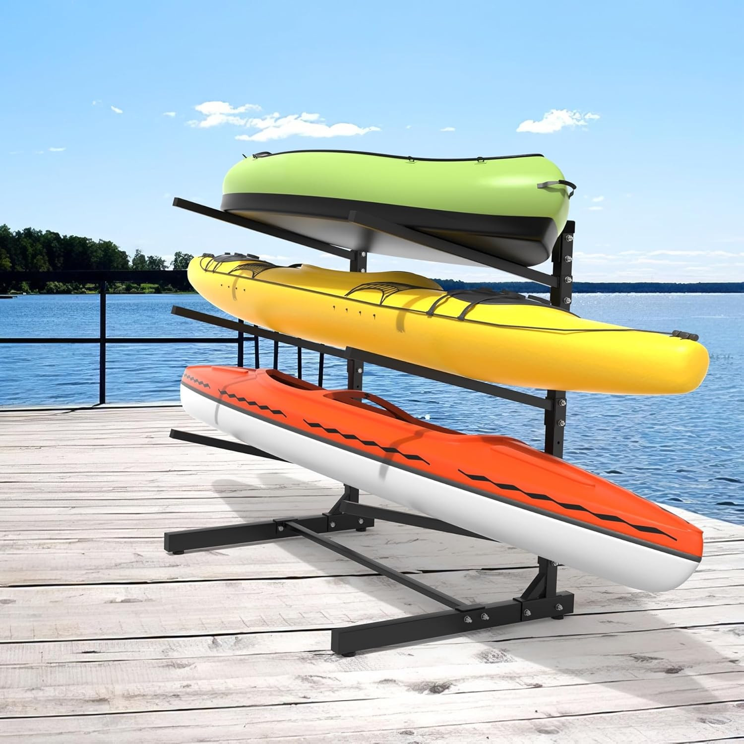 Garage Kayak Rack, Heavy-Duty Metal Kayak Storage Rack Adjustable Freestanding K
