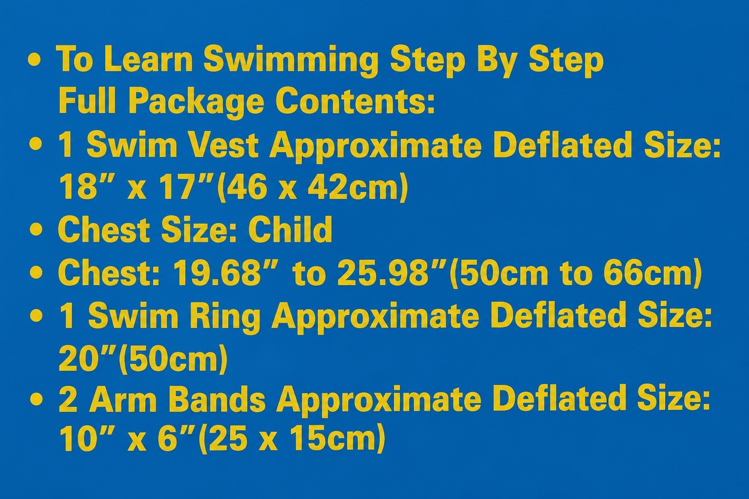 Kids Swim Learning Set 4Pc Inflatable Swim Vest Ring Arm Floaties Pool Safety
