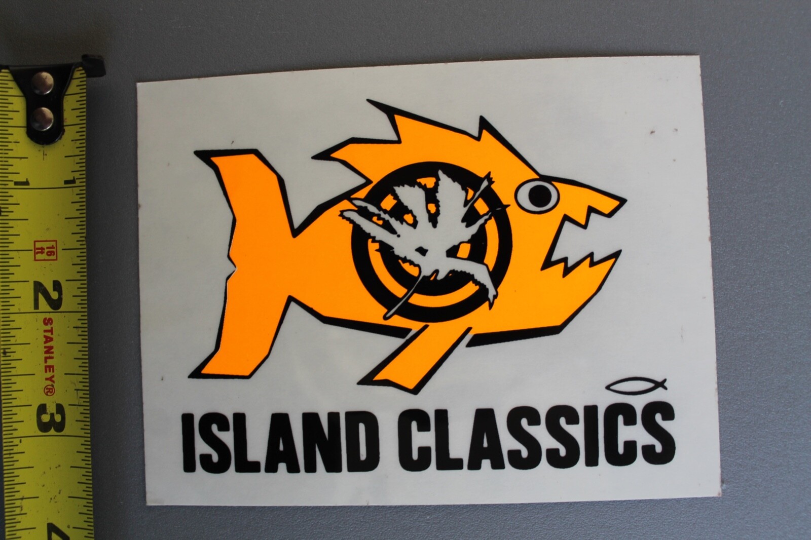 Island Classics Neon Fish Orange Hawaii OG Neon 80s V58B Vintage Surfing STICKER