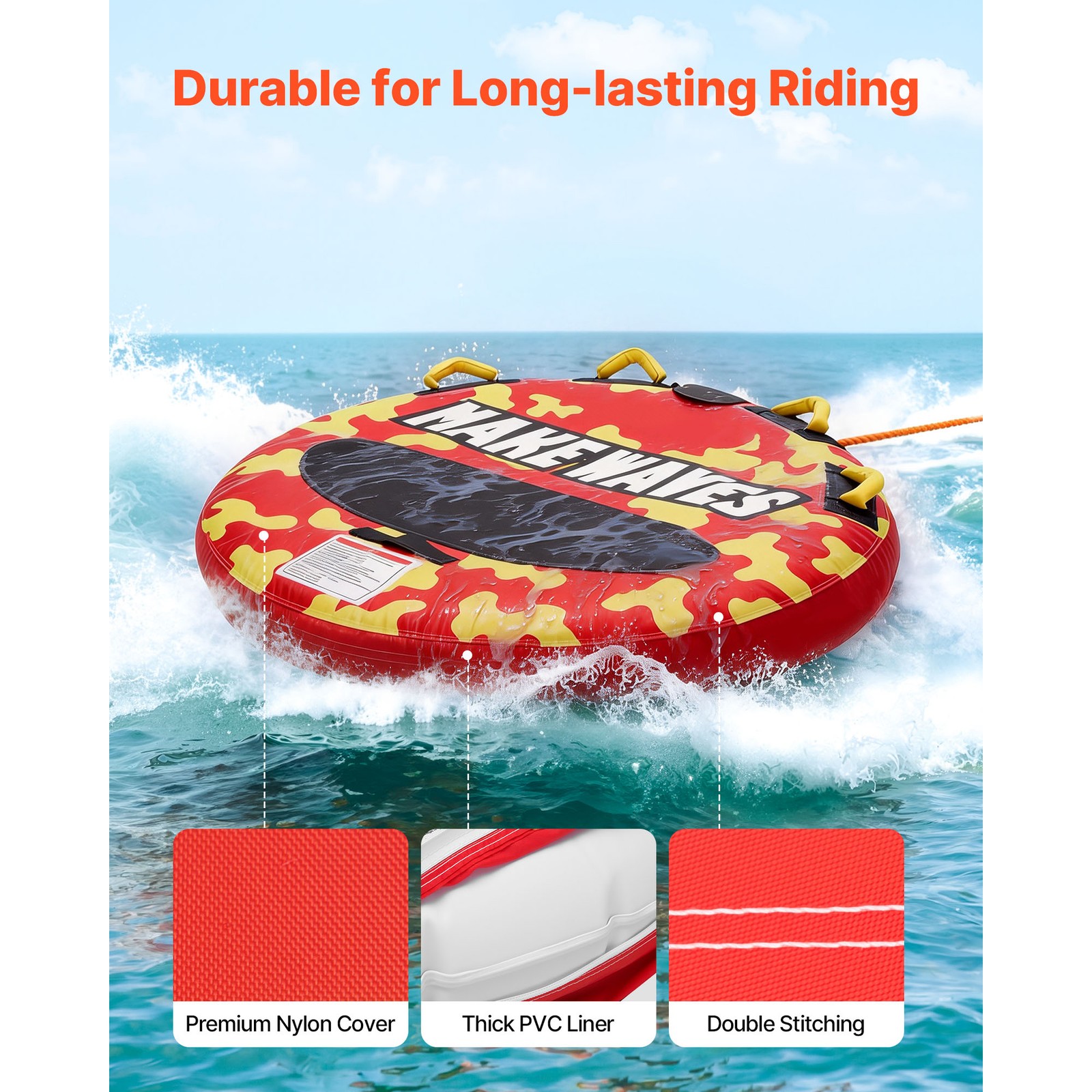 Uimoso Towable Tube for Boating 2-Person Inflatable Water Sport Boat Tube