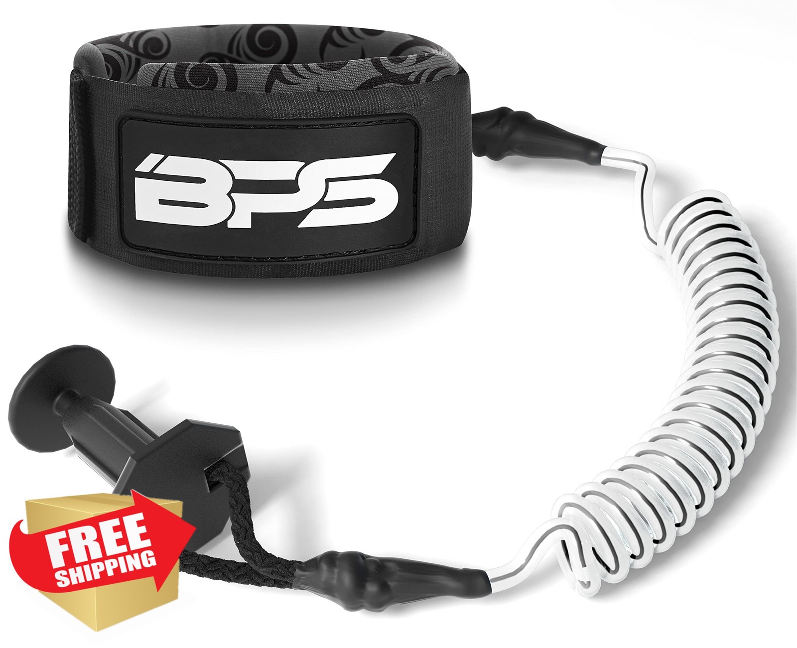 BPS Bodyboard Leash 4ft Coil Koru Clear