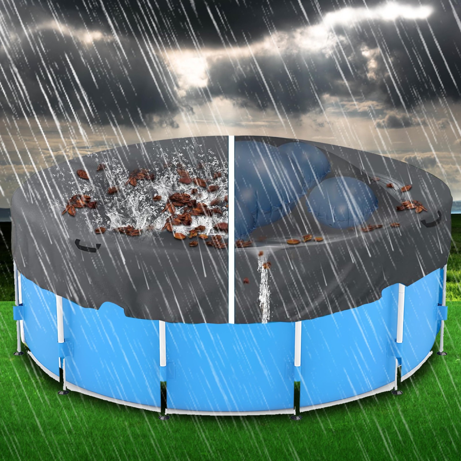Pool Pillow for Above Ground Pools, 4 x 4 ft Air Pillow Pool Cover Winter Win…