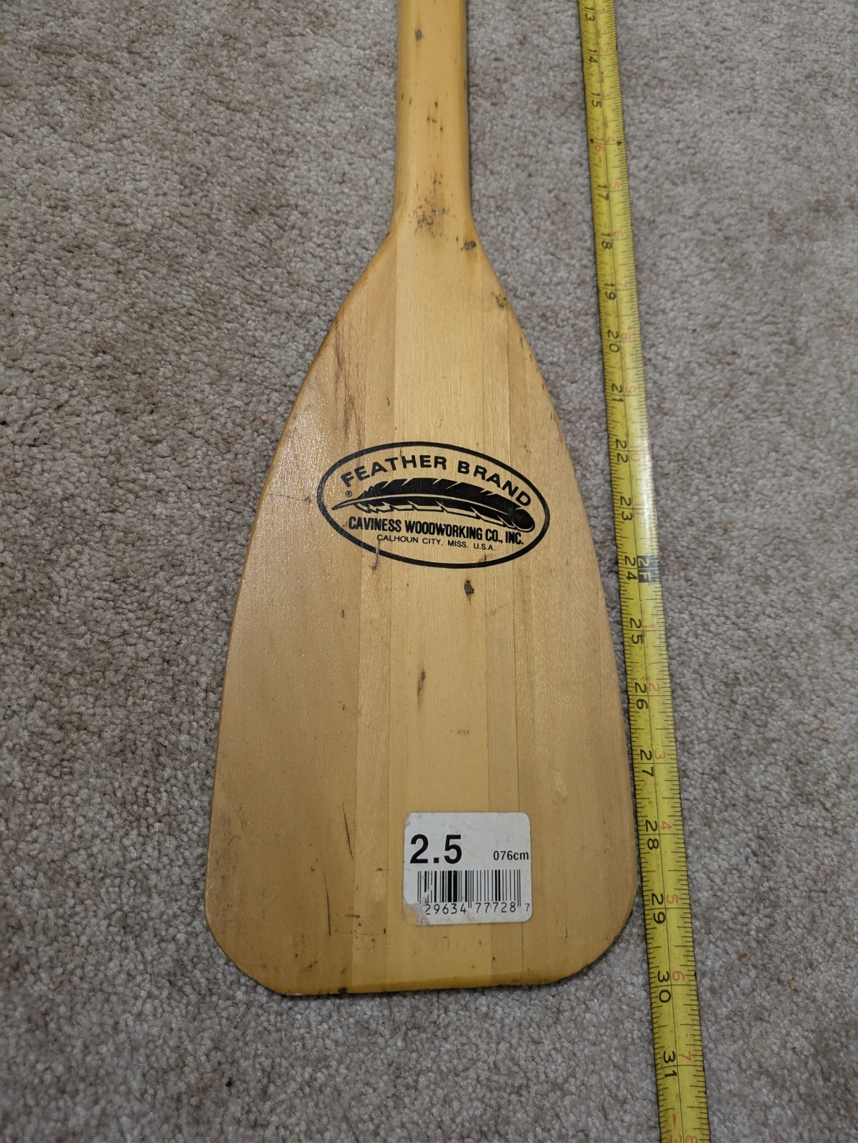 Feather Brand 29” Wood Canoe Kayak Paddle Caviness Woodworking Good Condition