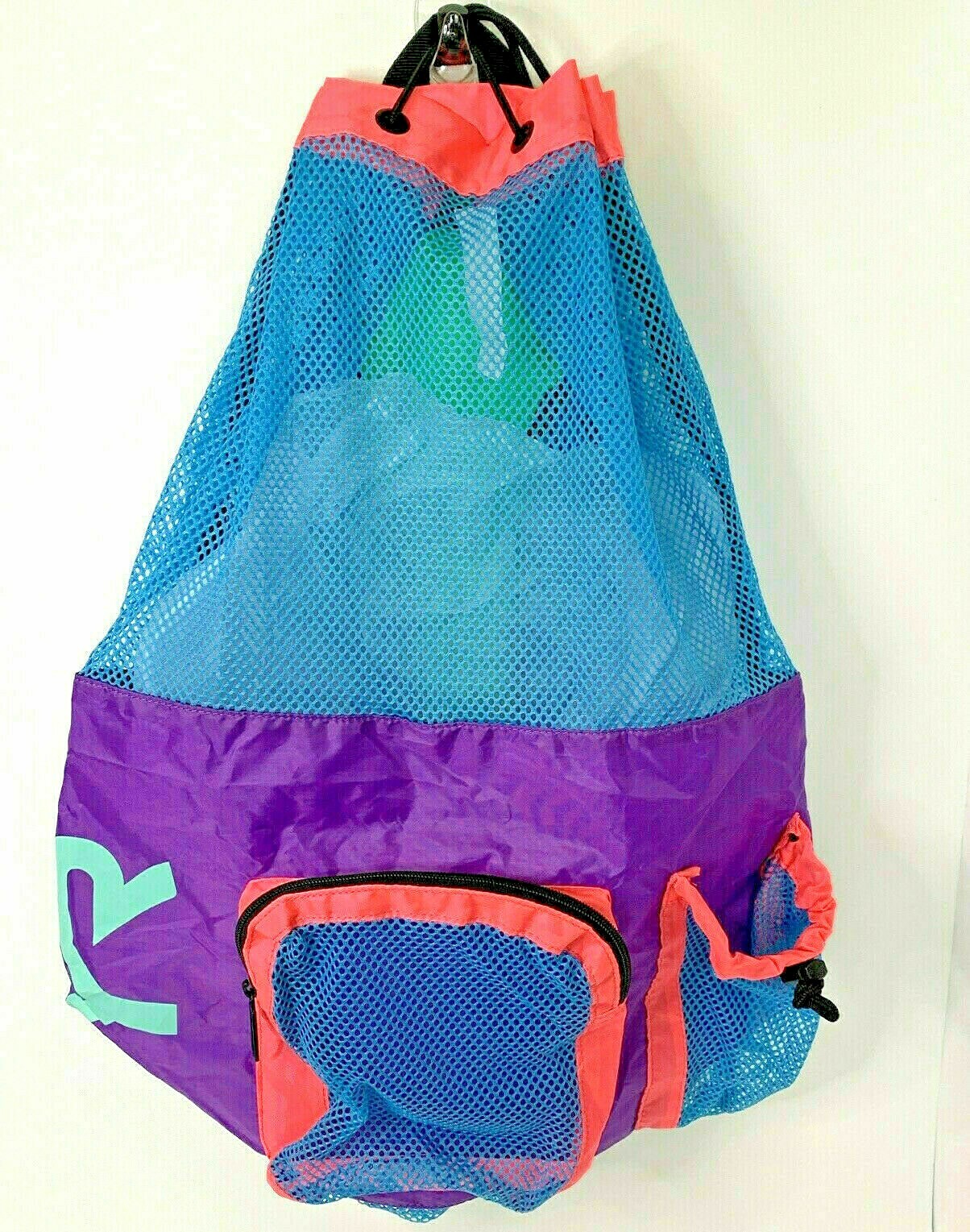 TYR Big Mesh Swim Backpack – Water Swimming Training Workout – Purple Blue Pink