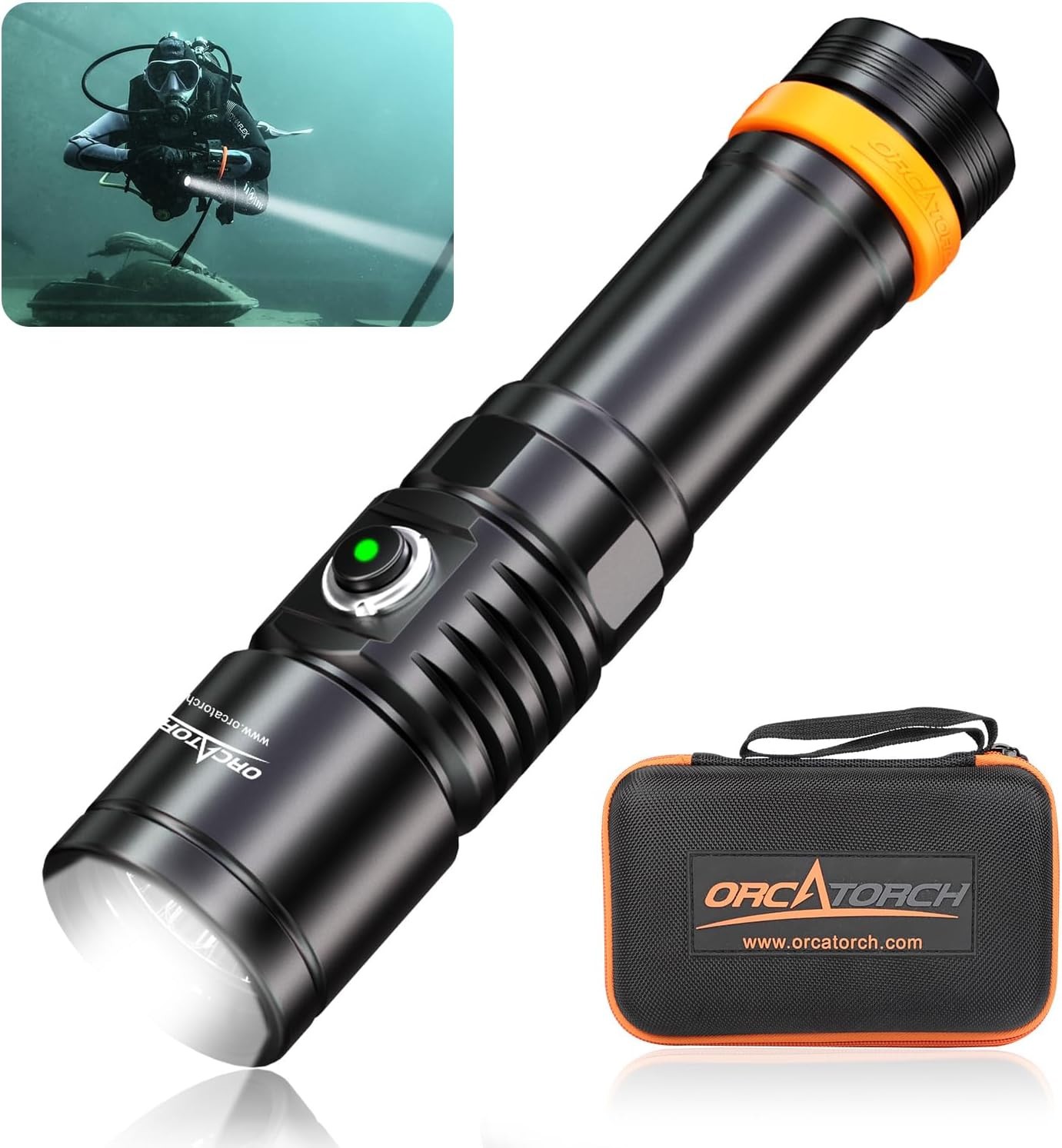 3000 Lumen Scuba Diving Flashlight, IP68 Waterproof 150M Submersible