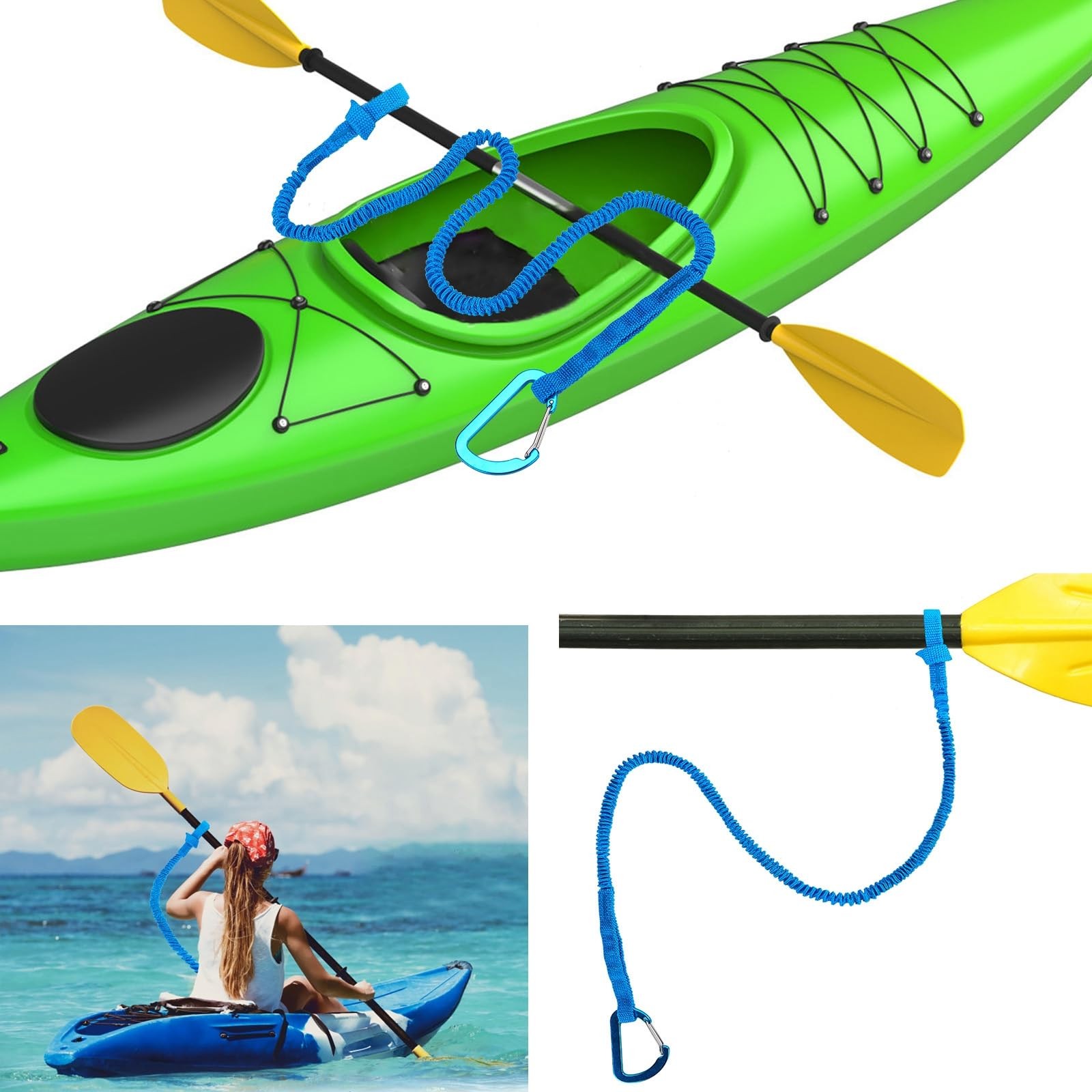 Kayak Paddle Leash 37 ft Stretchable Lanyard for SUP, Canoeing, Fishing 4